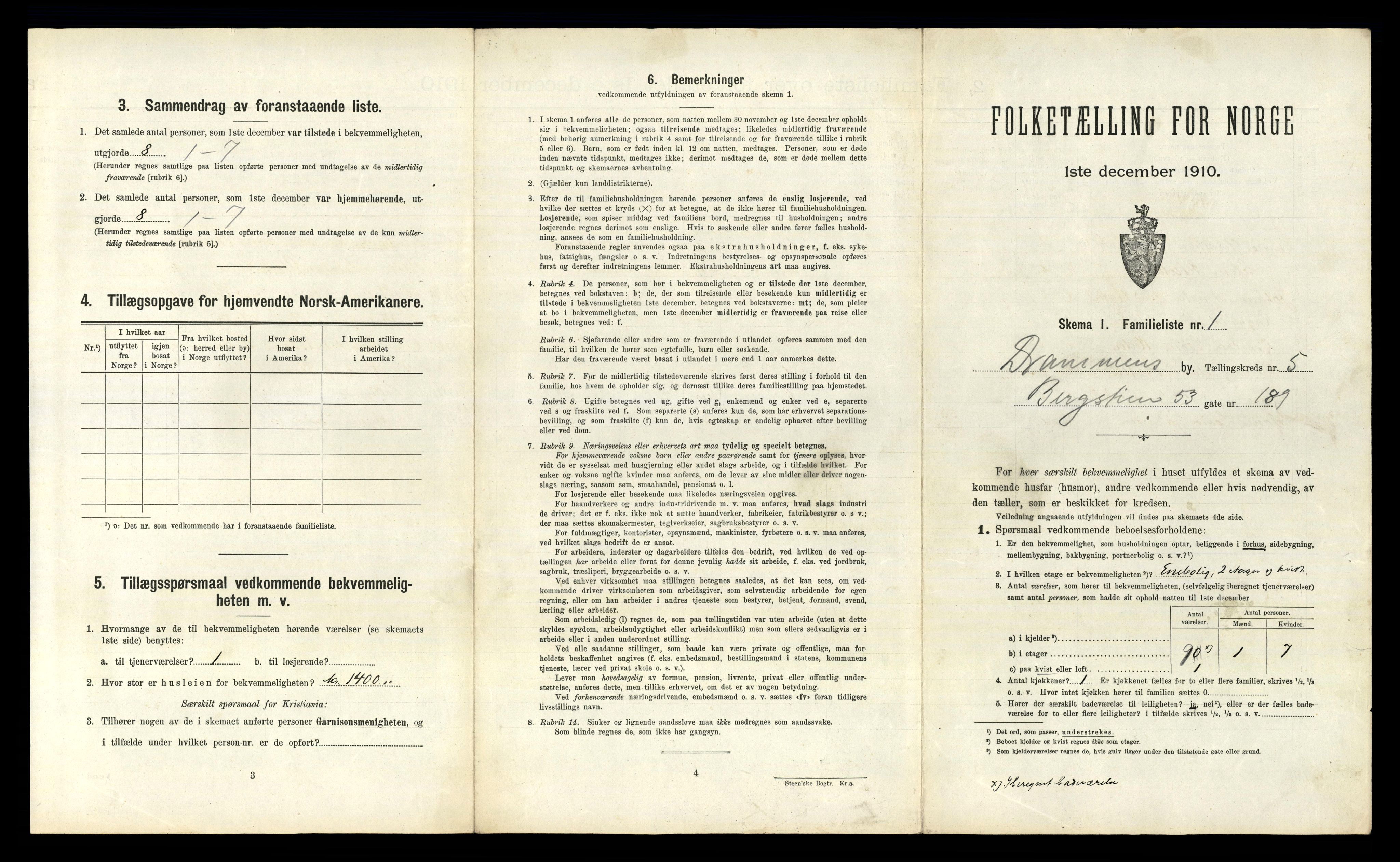 RA, 1910 census for Drammen, 1910, p. 3908