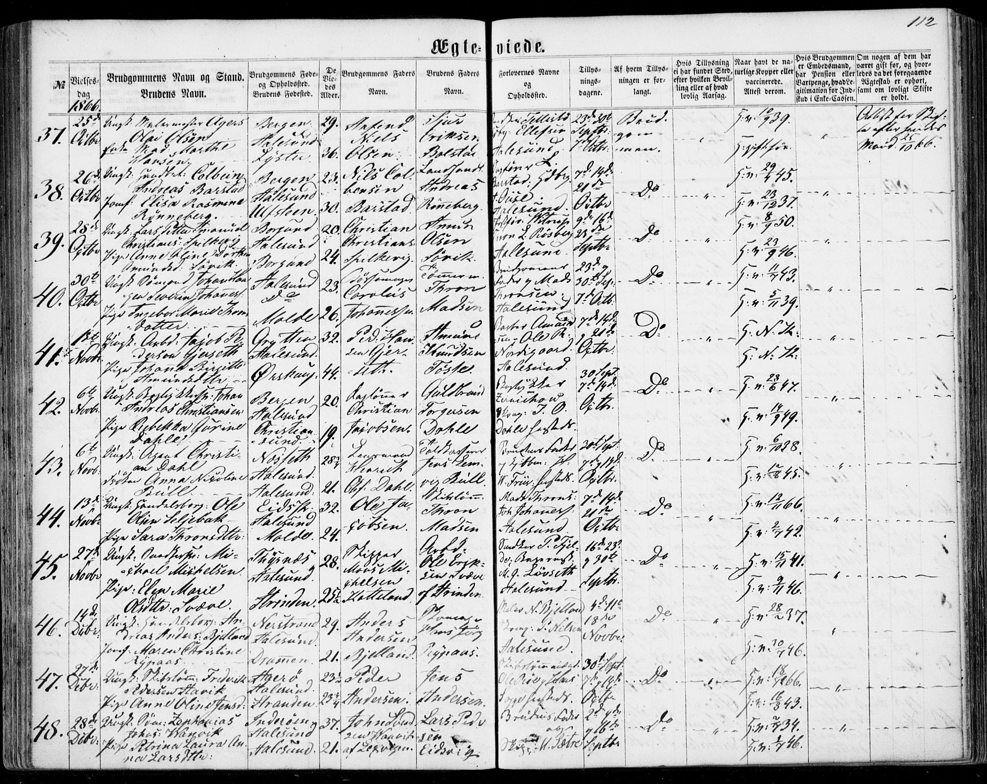 Ministerialprotokoller, klokkerbøker og fødselsregistre - Møre og Romsdal, AV/SAT-A-1454/529/L0452: Parish register (official) no. 529A02, 1864-1871, p. 112