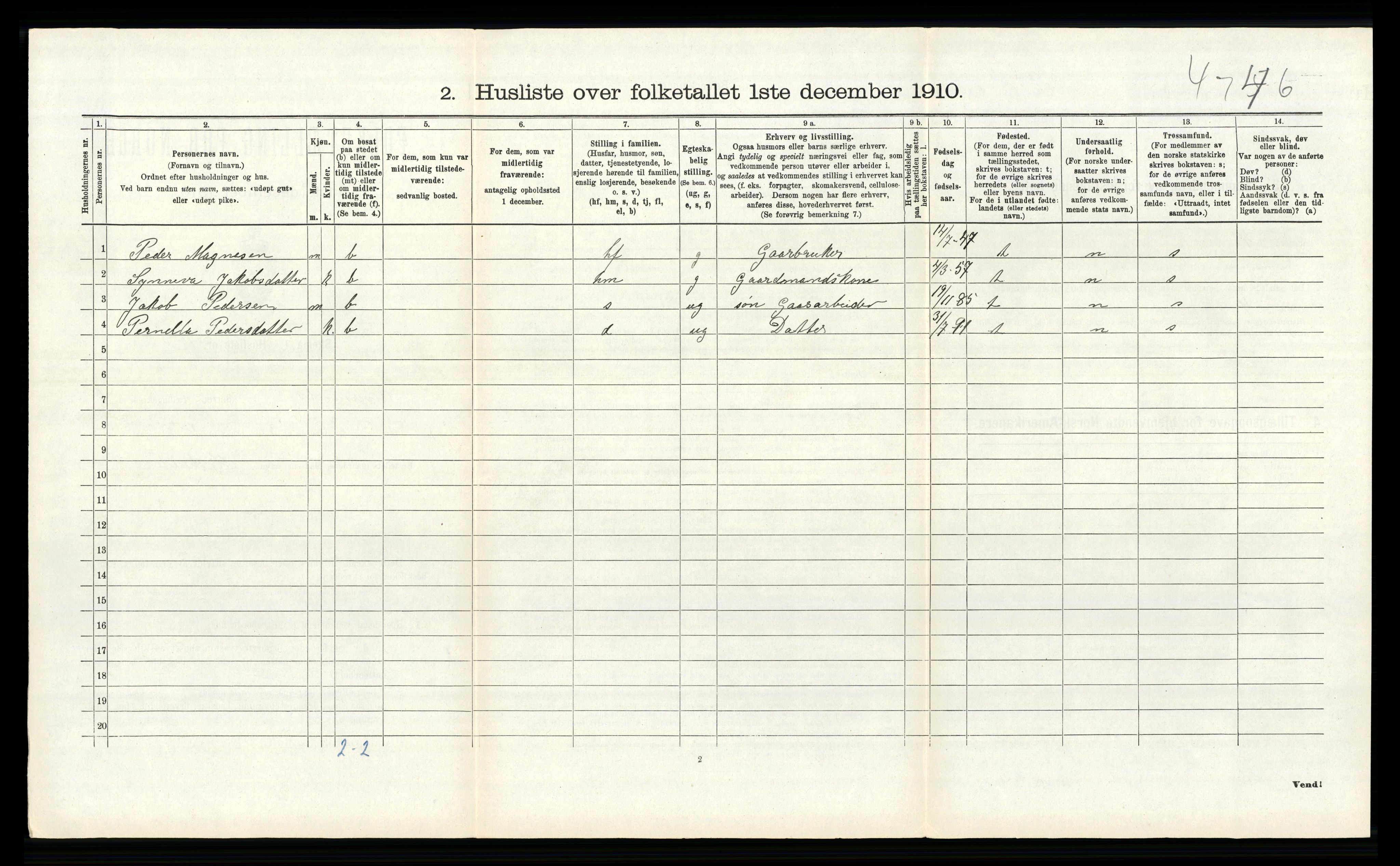 RA, 1910 census for Alversund, 1910, p. 523