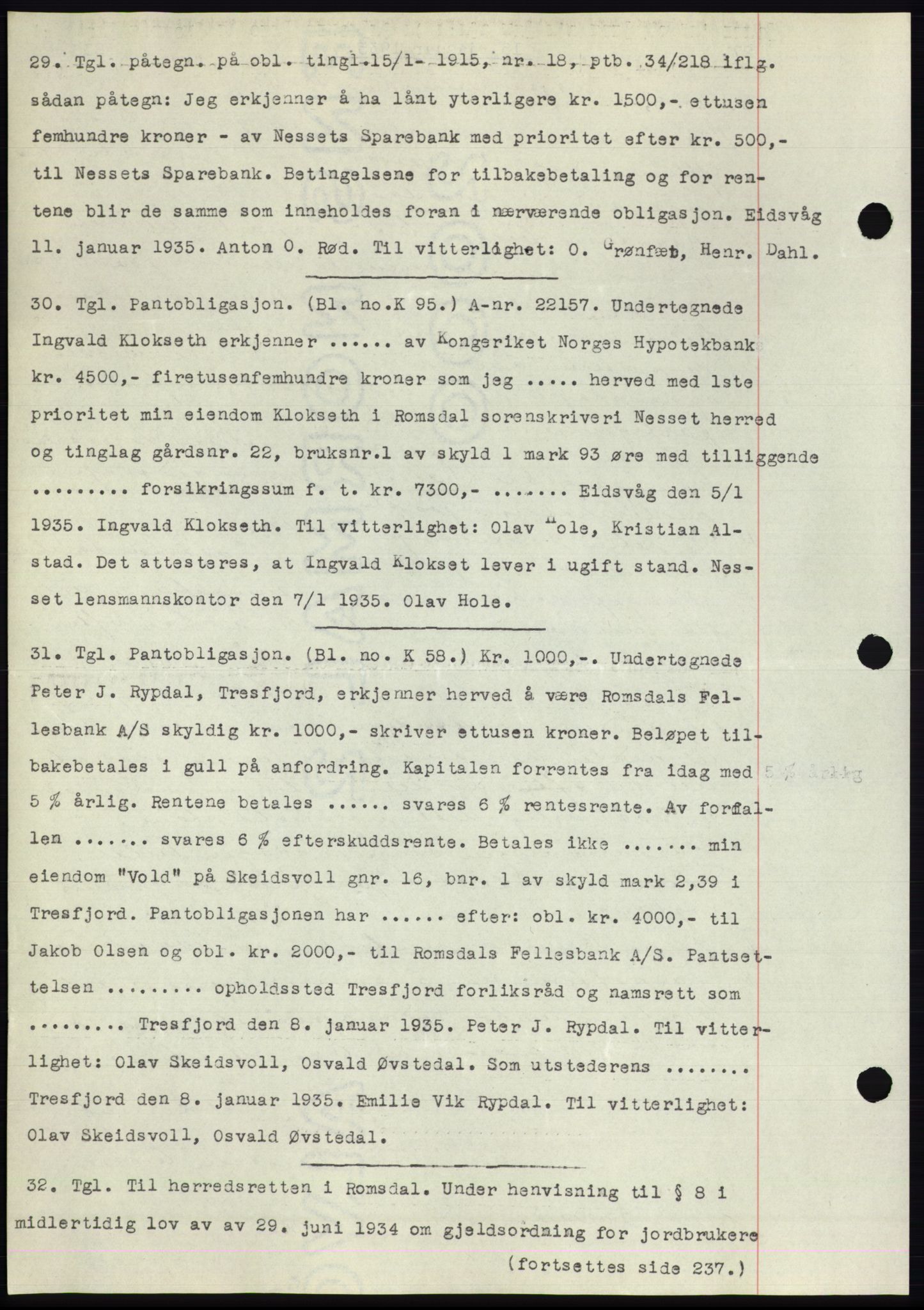 Romsdal sorenskriveri, AV/SAT-A-4149/1/2/2C/L0066: Mortgage book no. 60, 1934-1935, Deed date: 15.01.1935