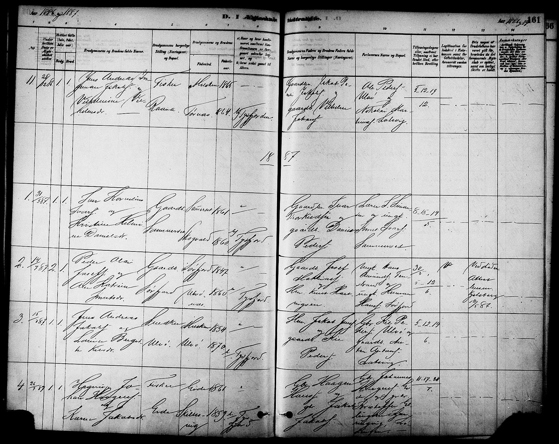 Ministerialprotokoller, klokkerbøker og fødselsregistre - Nordland, AV/SAT-A-1459/861/L0868: Parish register (official) no. 861A03, 1879-1889, p. 161