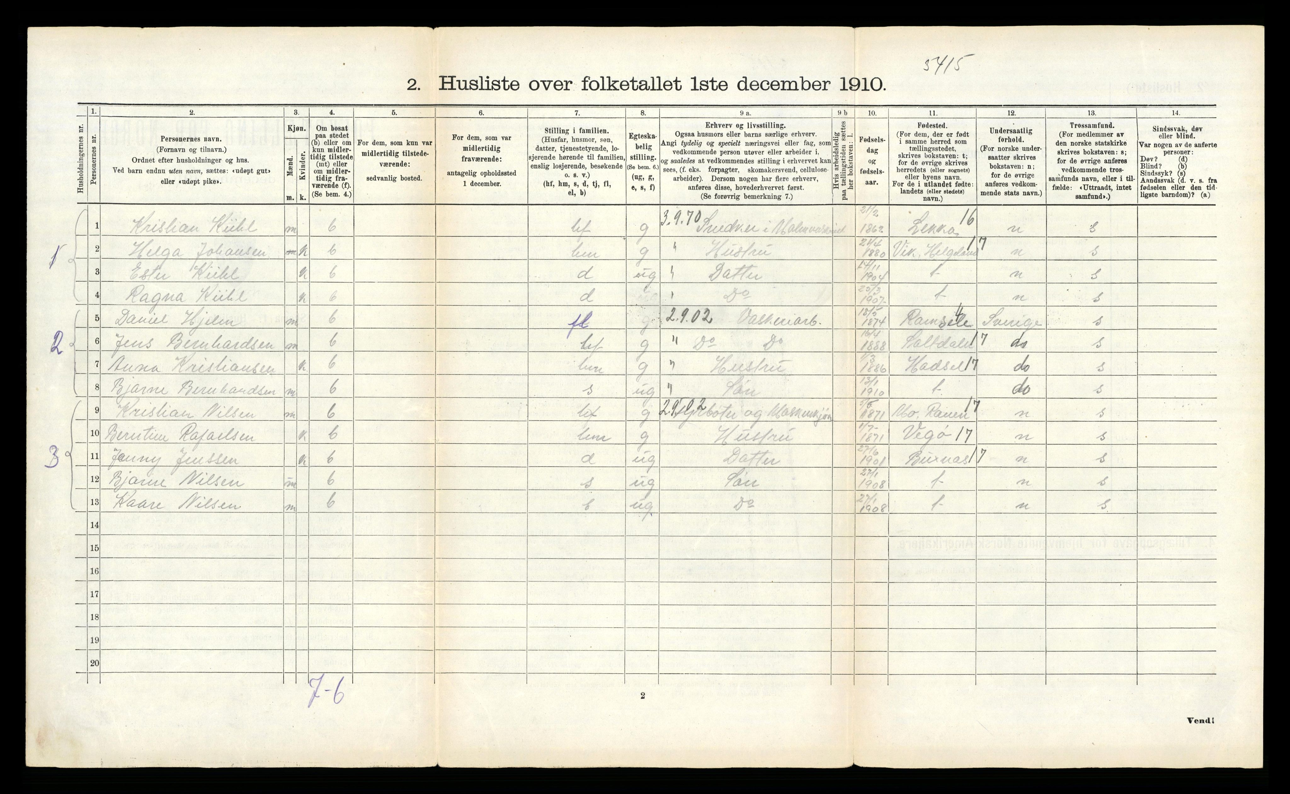 RA, 1910 census for Fauske, 1910, p. 211