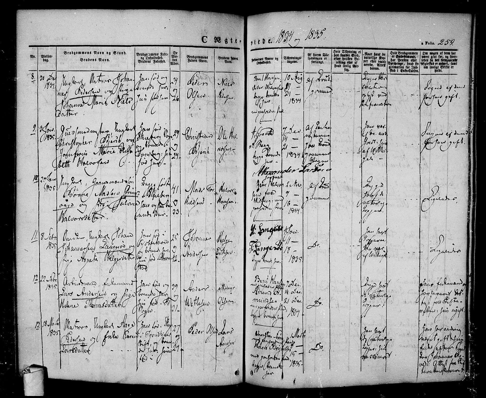 Halden prestekontor Kirkebøker, AV/SAO-A-10909/F/Fa/L0005: Parish register (official) no. I 5, 1834-1845, p. 259