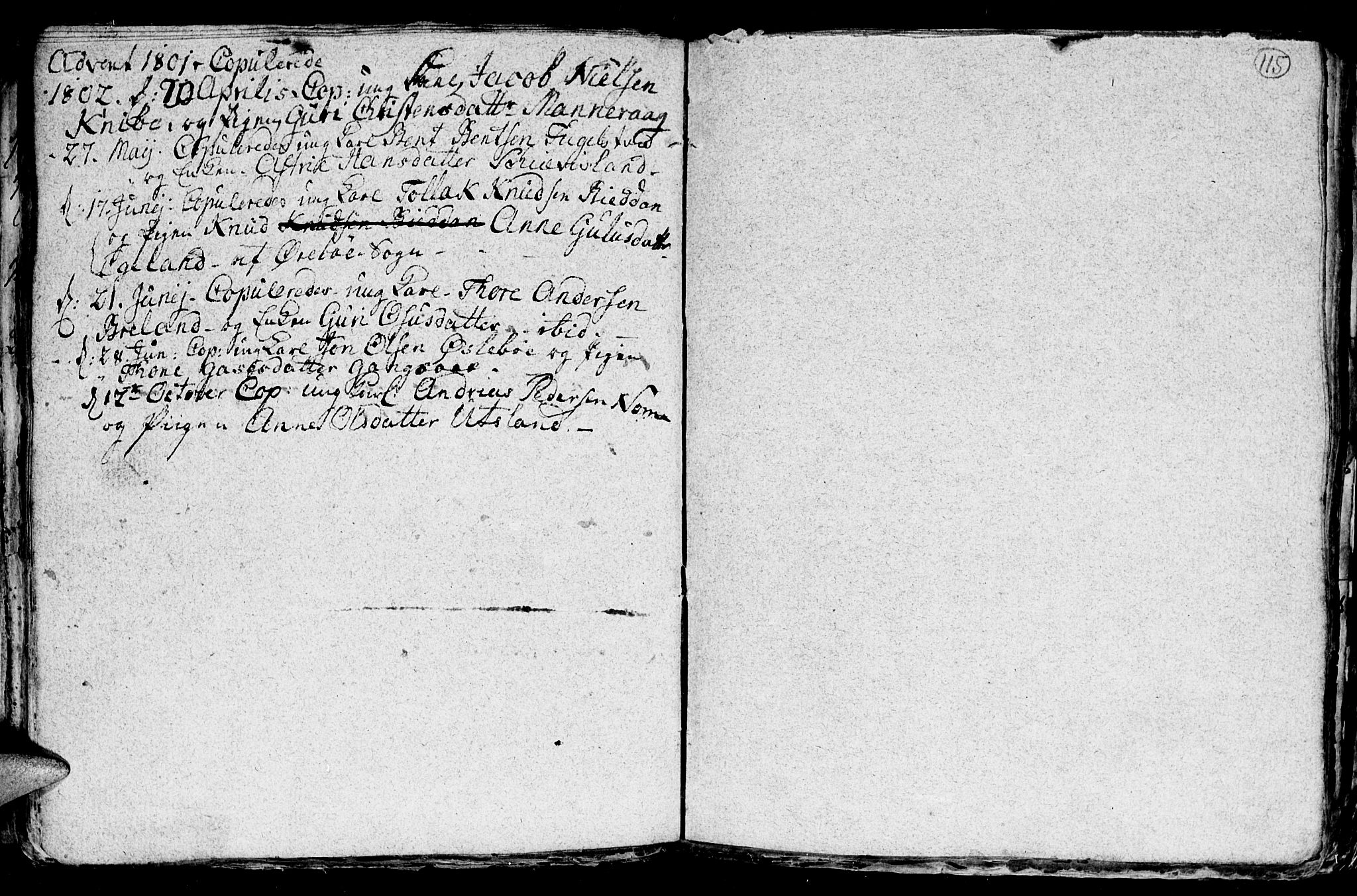 Holum sokneprestkontor, AV/SAK-1111-0022/F/Fb/Fba/L0001: Parish register (copy) no. B 1 /2, 1770-1802, p. 115