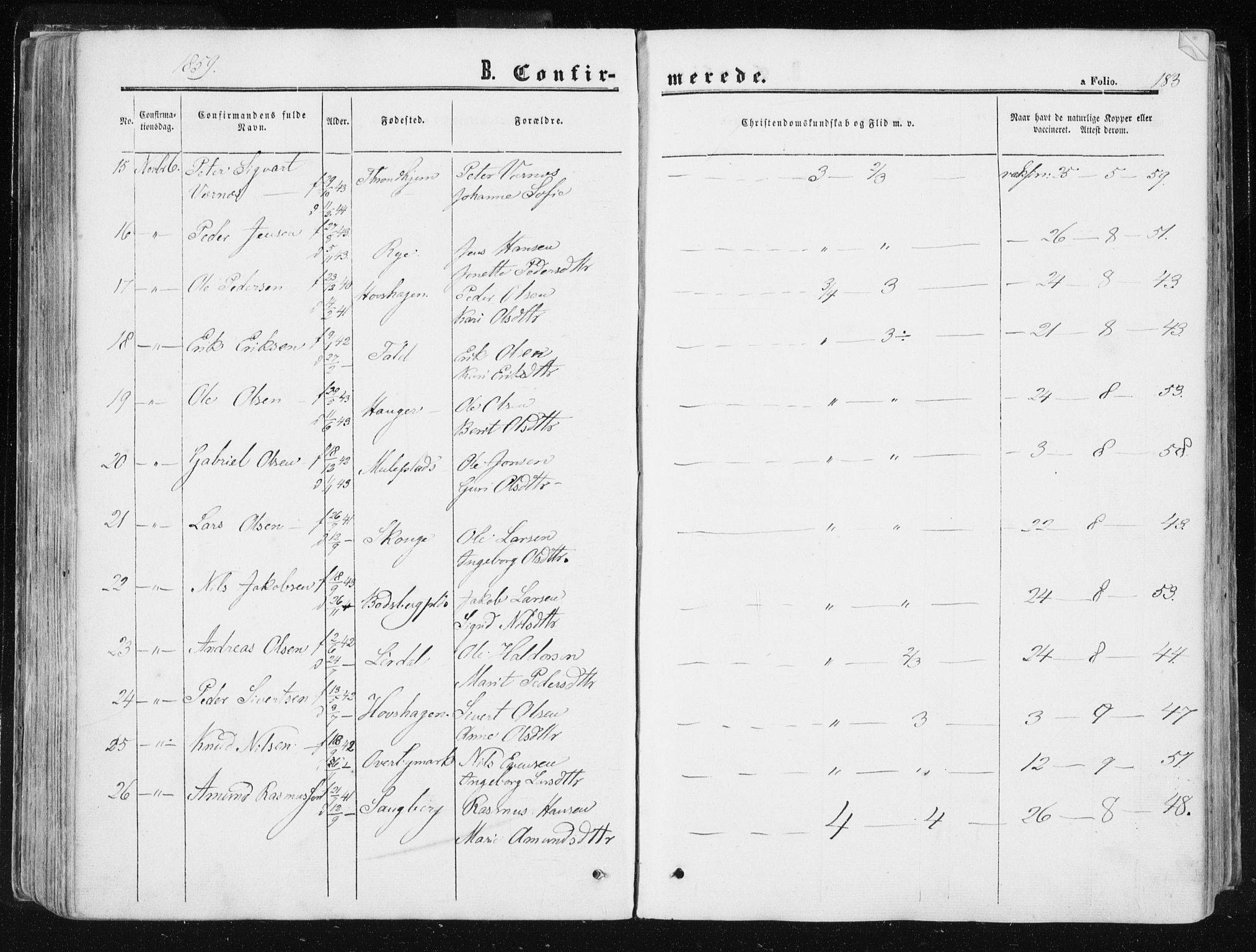 Ministerialprotokoller, klokkerbøker og fødselsregistre - Sør-Trøndelag, SAT/A-1456/612/L0377: Parish register (official) no. 612A09, 1859-1877, p. 183