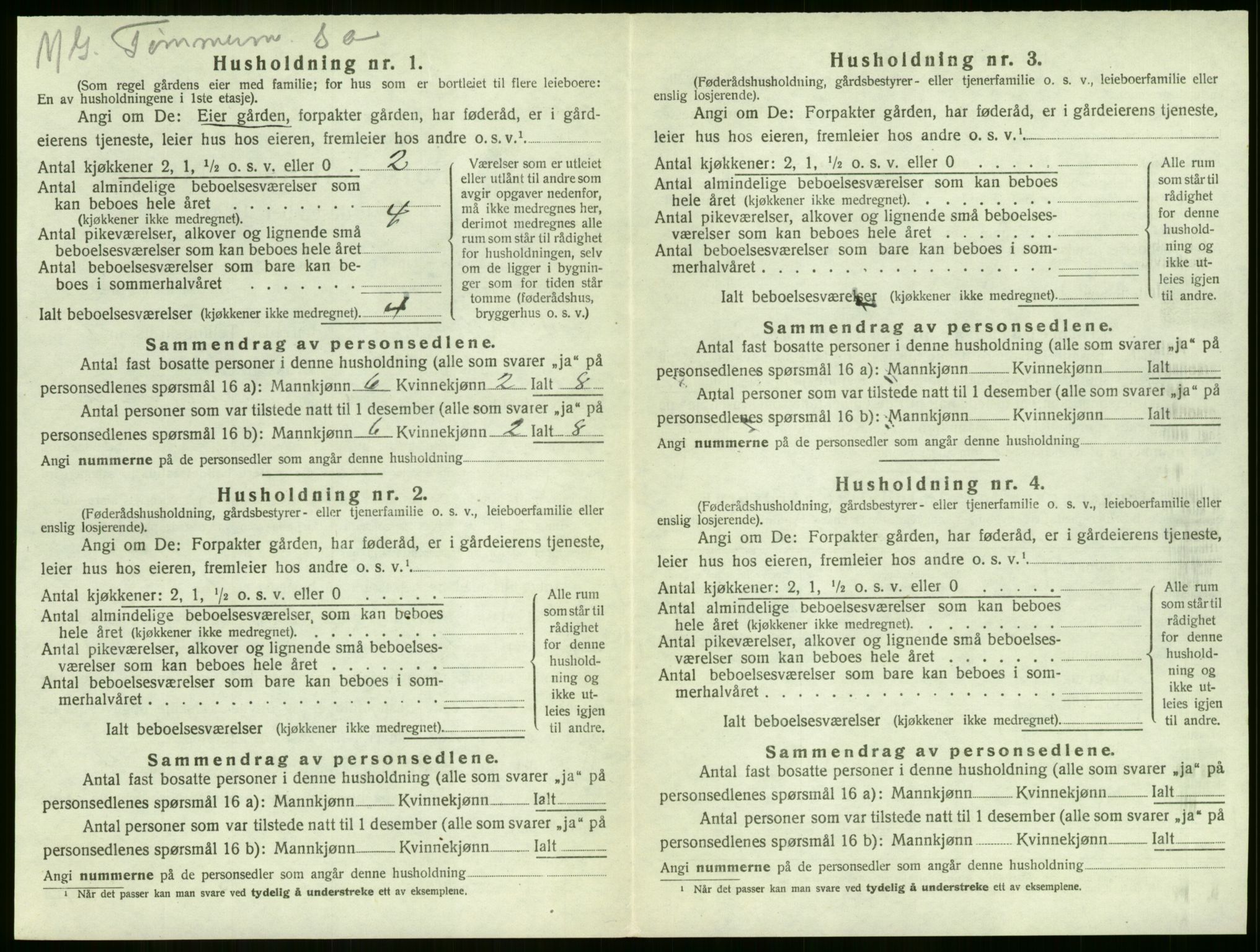 SAKO, 1920 census for Sandeherred, 1920, p. 1153