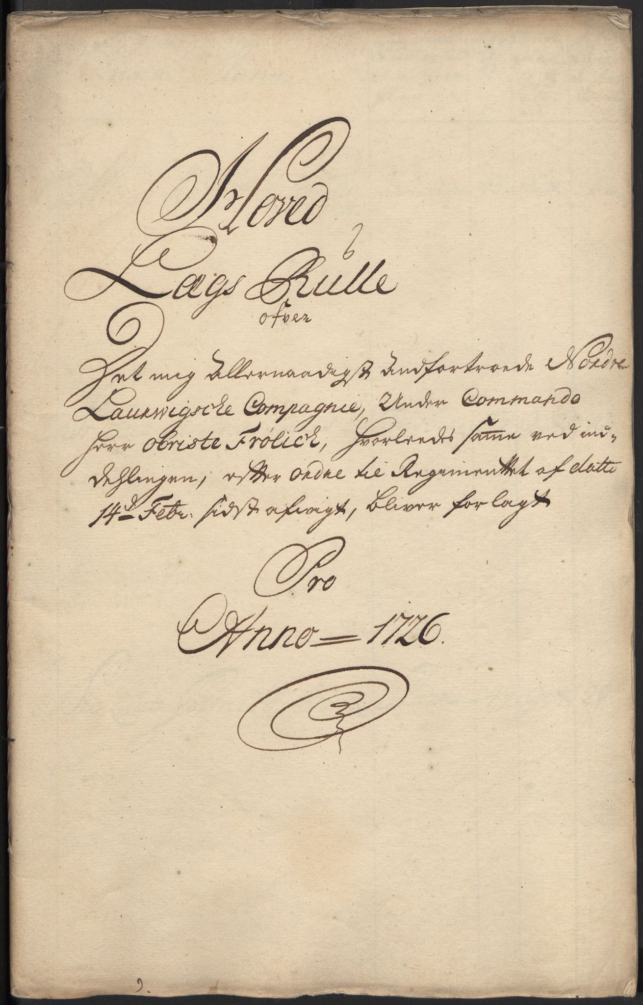 Rentekammeret inntil 1814, Realistisk ordnet avdeling, AV/RA-EA-4070/Ki/L0015: [S14]: Hovedlegdsruller, 1726, p. 2