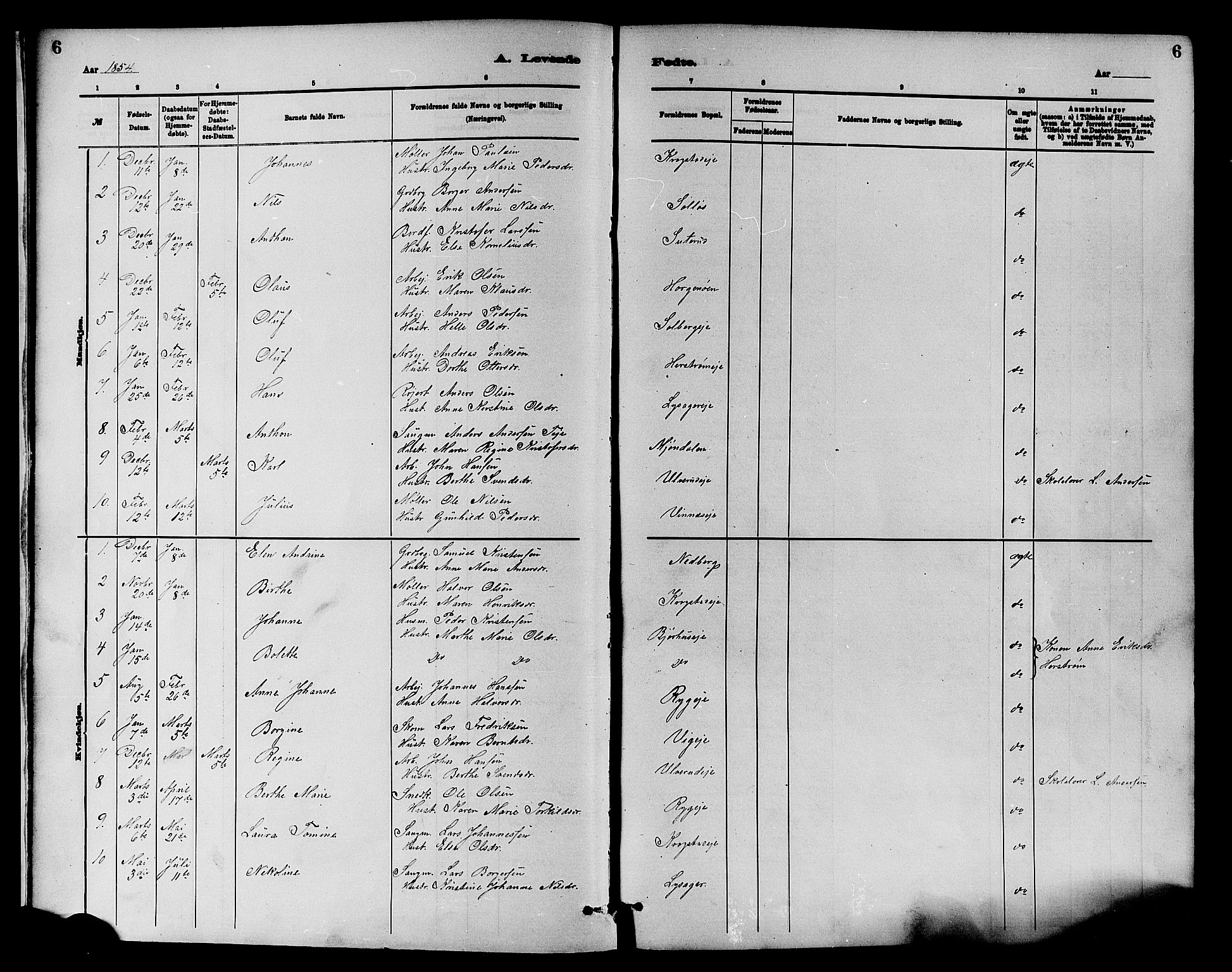 Nedre Eiker kirkebøker, SAKO/A-612/F/Fa/L0001: Parish register (official) no. 1, 1853-1877, p. 6