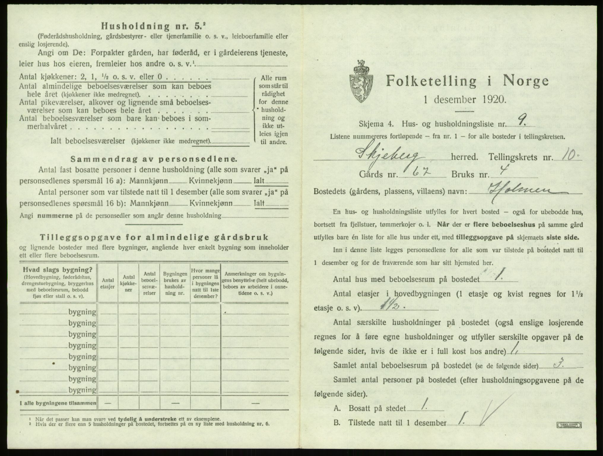 SAO, 1920 census for Skjeberg, 1920, p. 1360