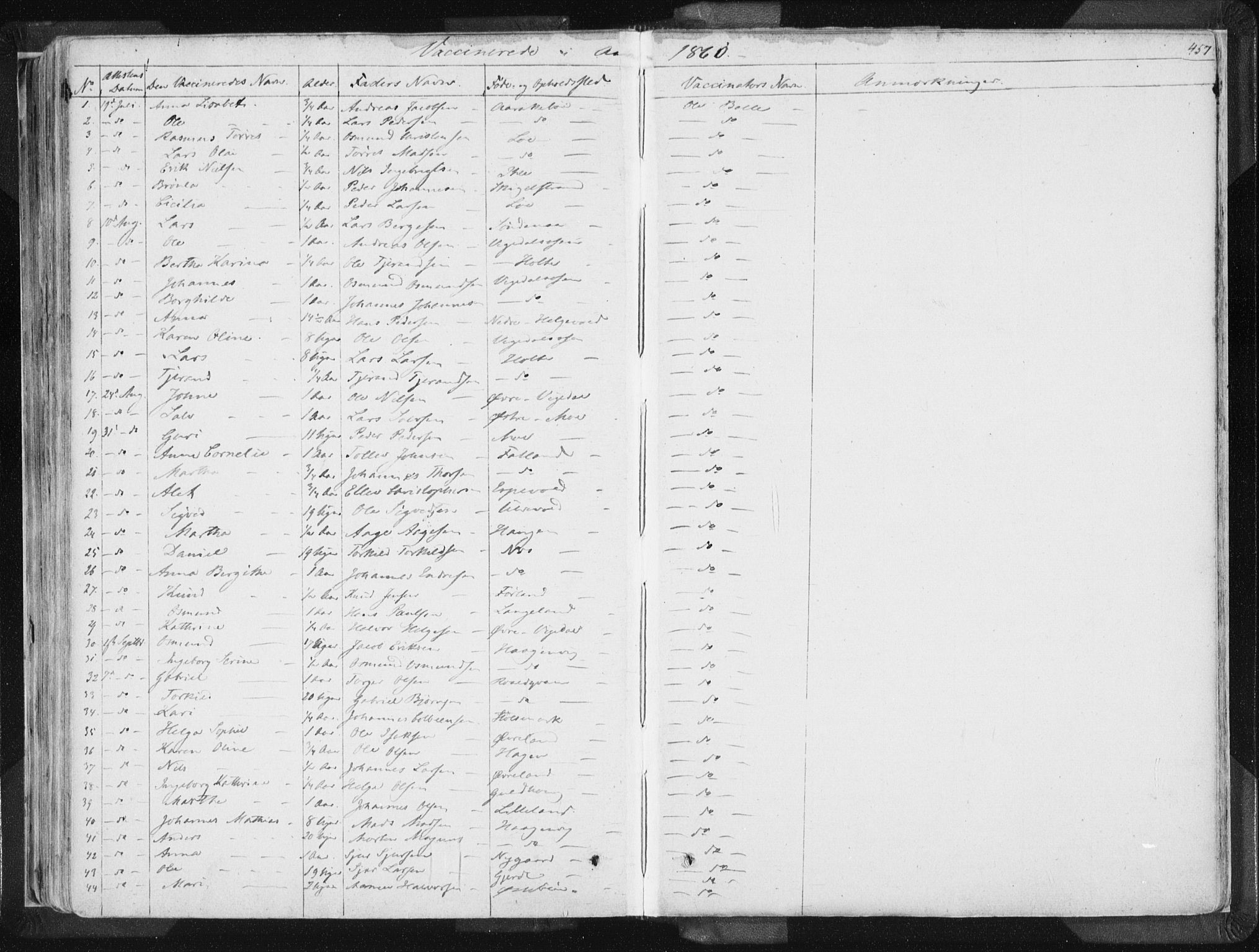 Vikedal sokneprestkontor, AV/SAST-A-101840/01/IV: Parish register (official) no. A 6.2, 1851-1867, p. 457