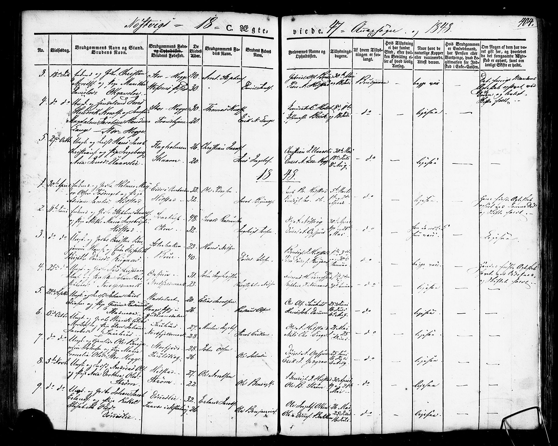 Ministerialprotokoller, klokkerbøker og fødselsregistre - Nordland, SAT/A-1459/814/L0224: Parish register (official) no. 814A05, 1834-1874, p. 404