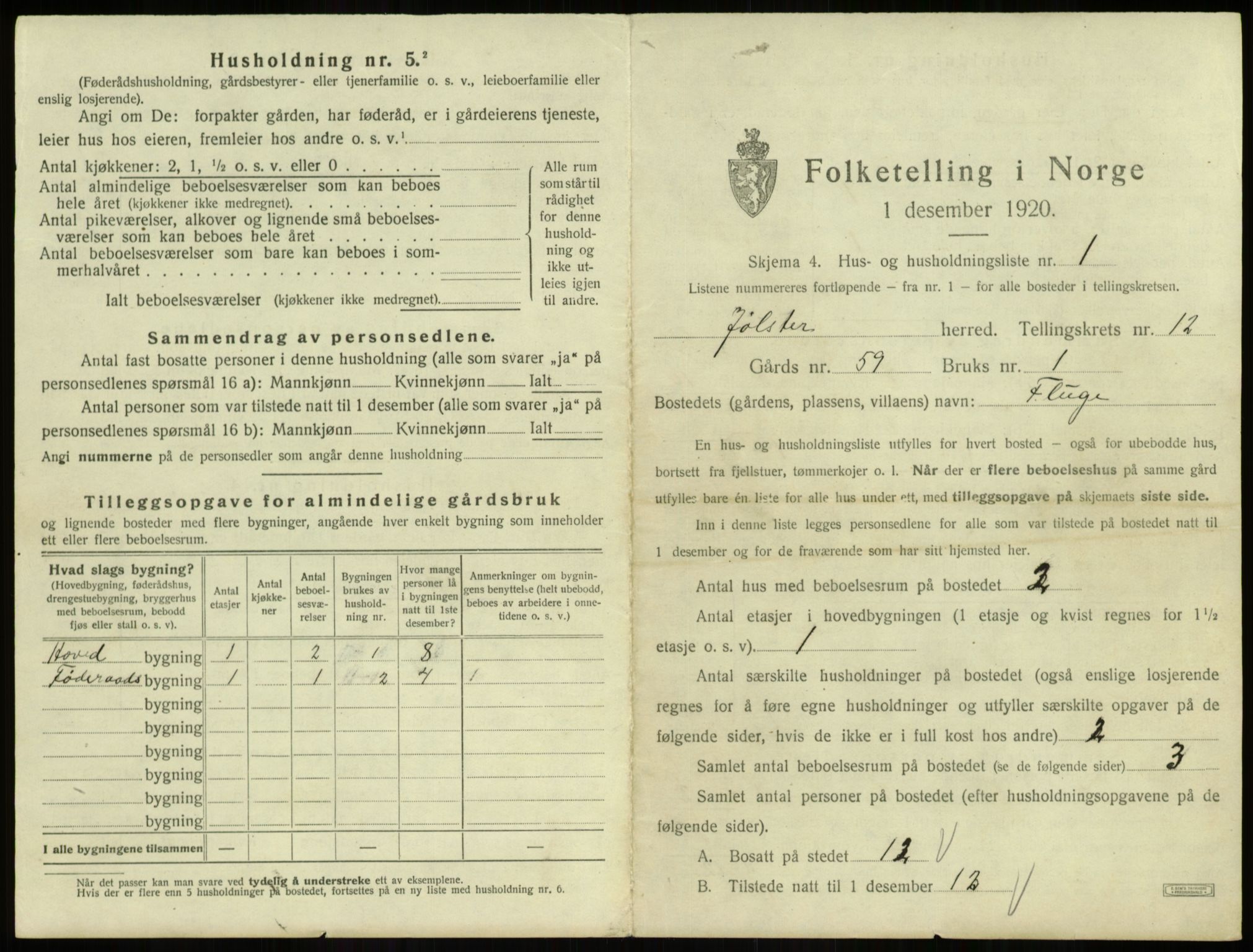 SAB, 1920 census for Jølster, 1920, p. 762