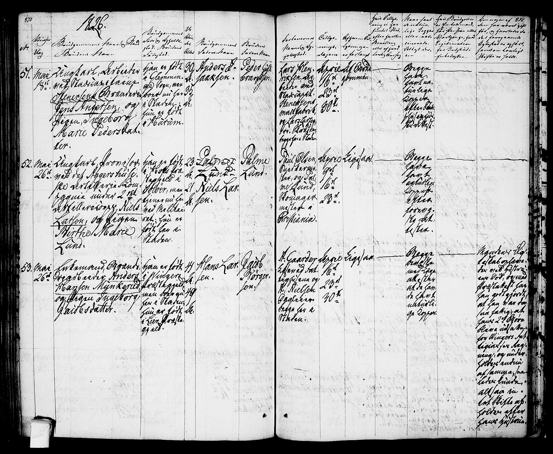 Oslo domkirke Kirkebøker, SAO/A-10752/F/Fa/L0010: Parish register (official) no. 10, 1824-1830, p. 870-871