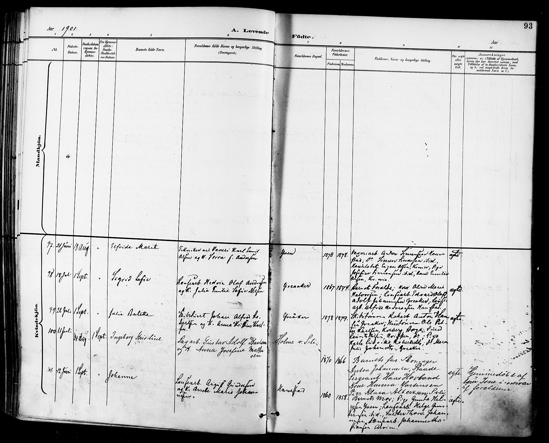 Tune prestekontor Kirkebøker, SAO/A-2007/F/Fa/L0019: Parish register (official) no. 19, 1898-1904, p. 93