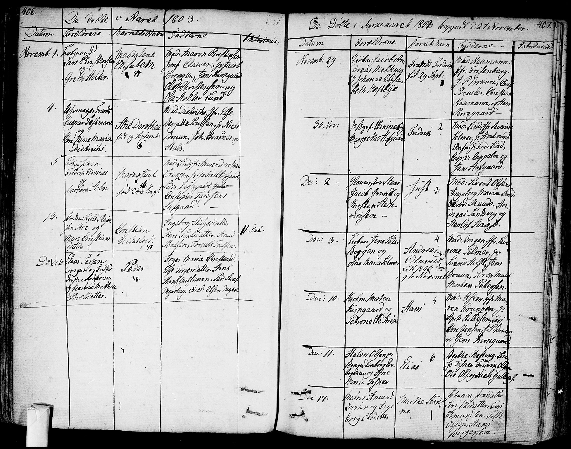 Bragernes kirkebøker, AV/SAKO-A-6/F/Fa/L0006a: Parish register (official) no. I 6, 1782-1814, p. 406-407