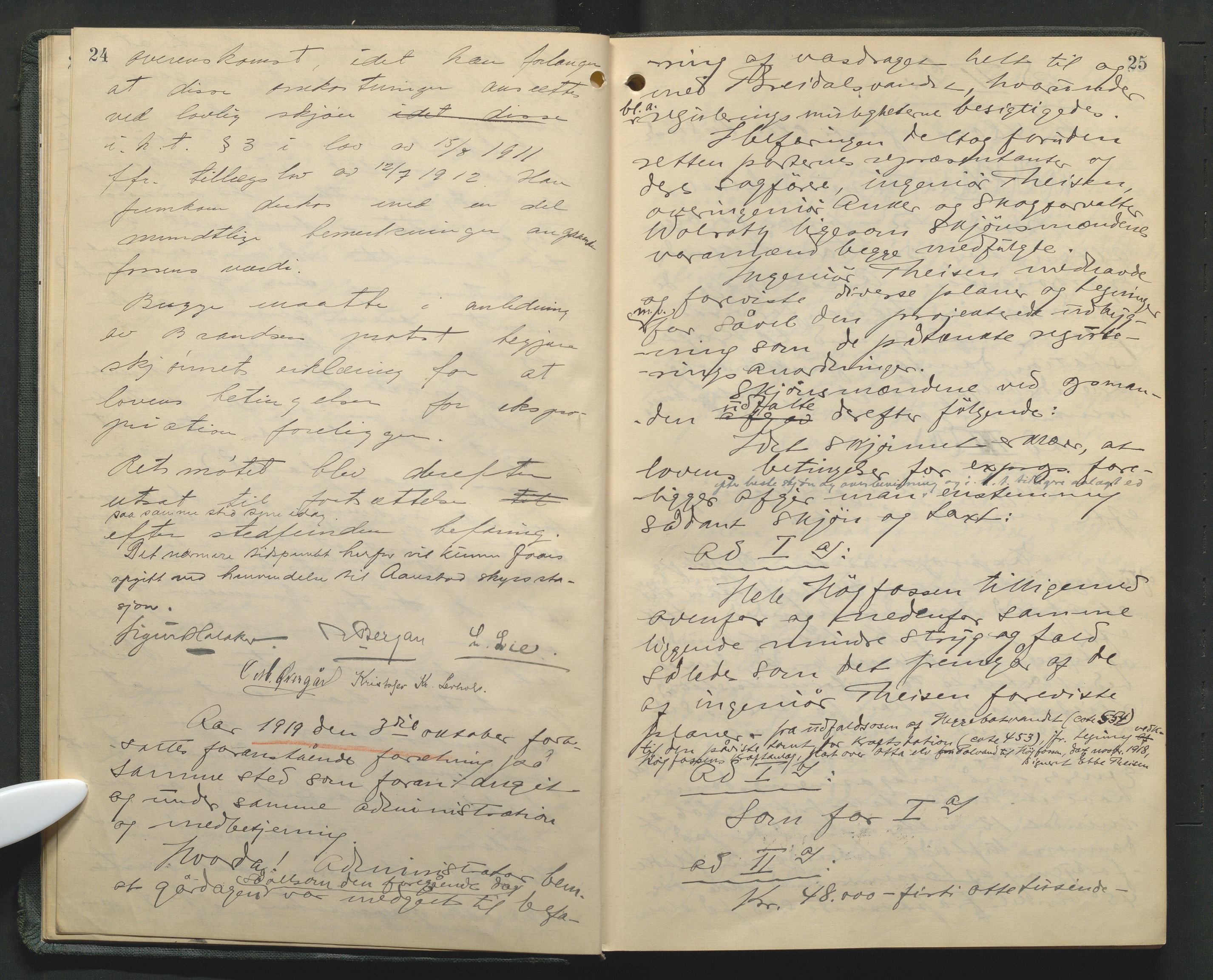 Nord-Gudbrandsdal tingrett, AV/SAH-TING-002/G/Gc/Gcb/L0013: Ekstrarettsprotokoll for åstedssaker, 1919-1927, p. 24-25