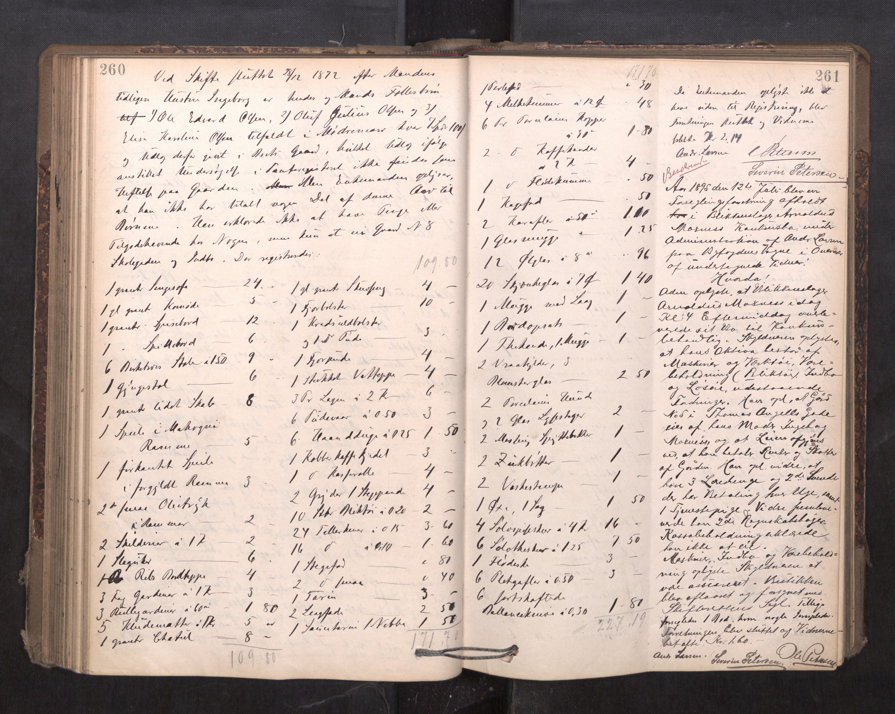 Trondheim byfogd, AV/SAT-A-0003/1/3/3C/L0015: Skifteregistreringsprotokoll - 24/2-21/3 (u/ register), 1893-1899, p. 260-261