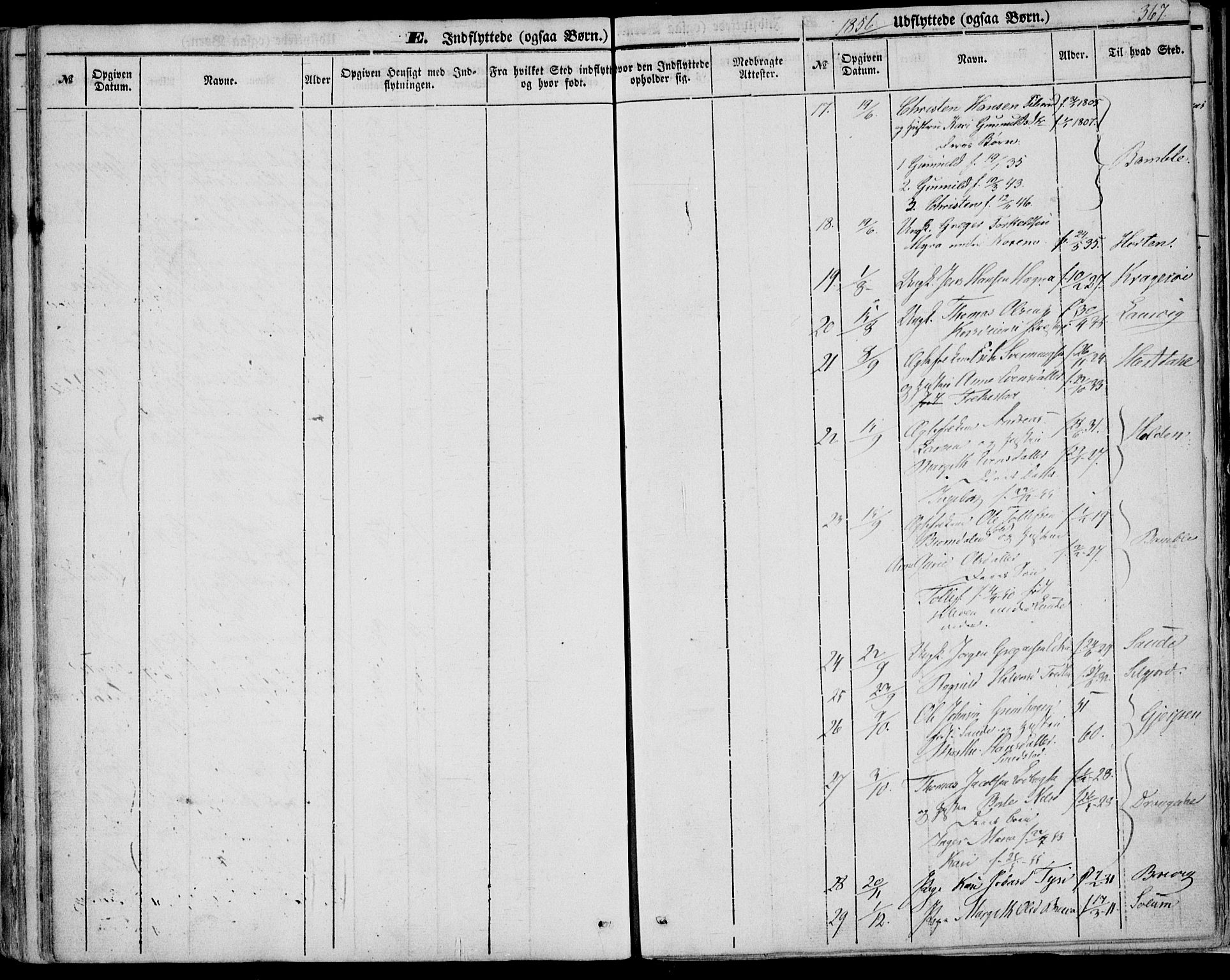 Bø kirkebøker, AV/SAKO-A-257/F/Fa/L0008: Parish register (official) no. 8, 1849-1861, p. 367