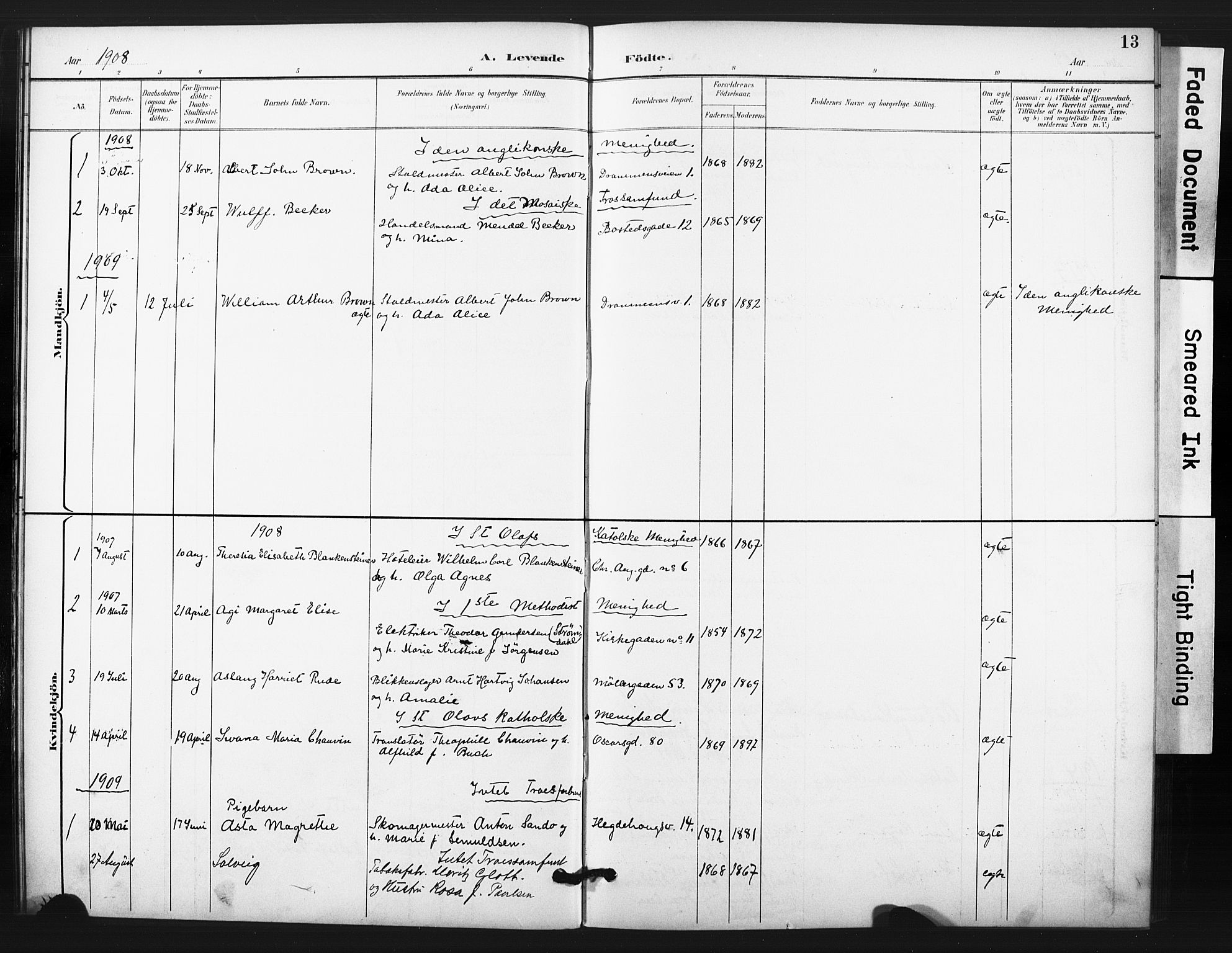 Trefoldighet prestekontor Kirkebøker, AV/SAO-A-10882/F/Fg/L0001: Parish register (official) no. VII 1, 1892-1923, p. 13