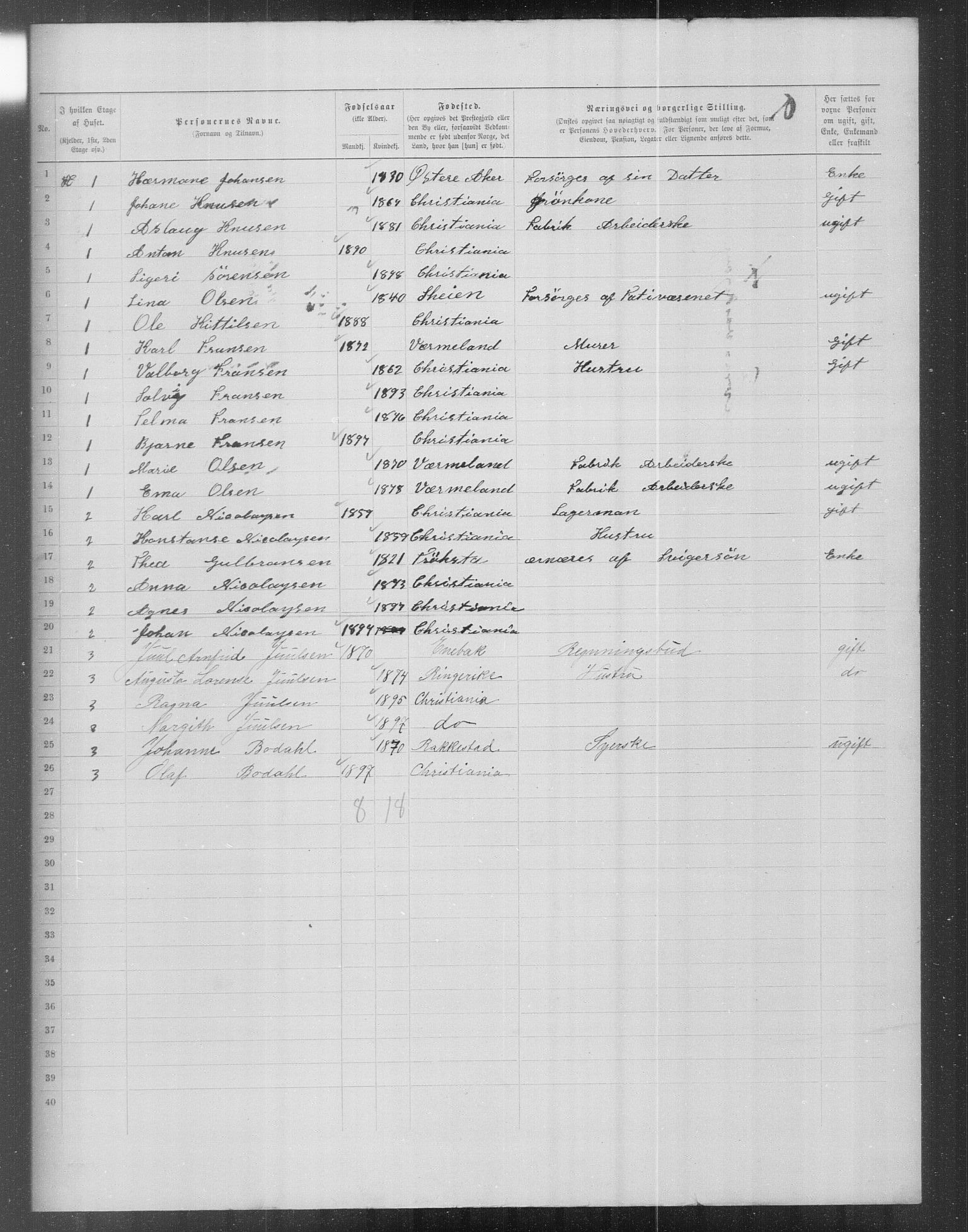 OBA, Municipal Census 1899 for Kristiania, 1899, p. 16649