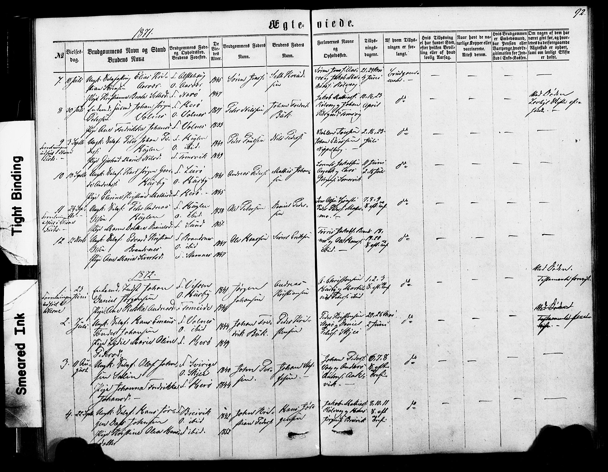 Ministerialprotokoller, klokkerbøker og fødselsregistre - Nordland, SAT/A-1459/835/L0524: Parish register (official) no. 835A02, 1865-1880, p. 92