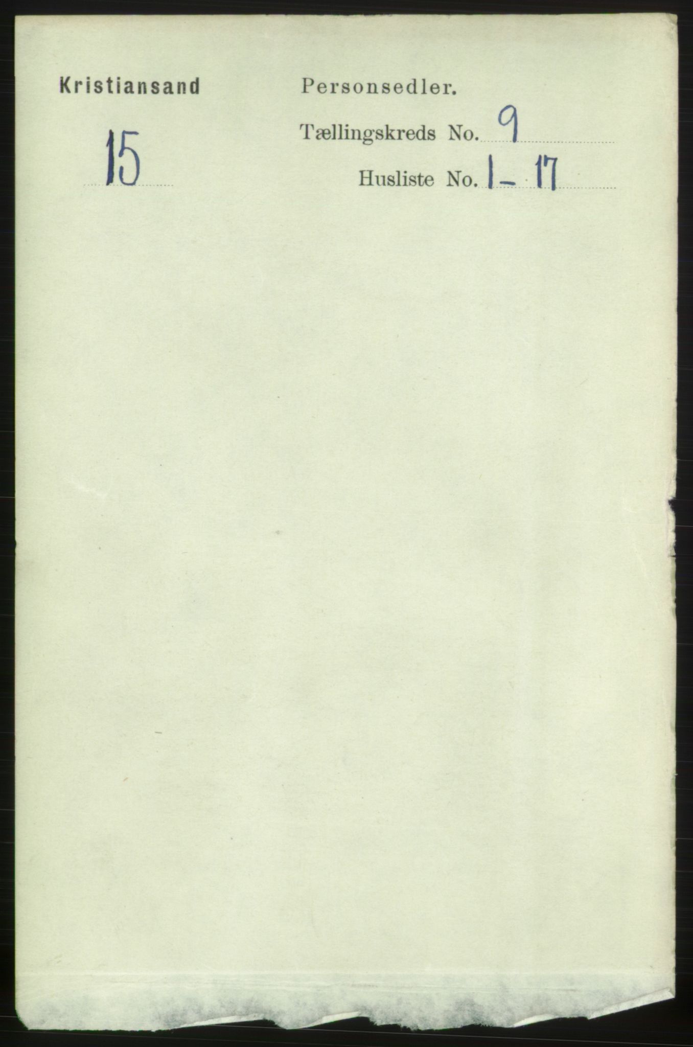 RA, 1891 census for 1001 Kristiansand, 1891, p. 4888