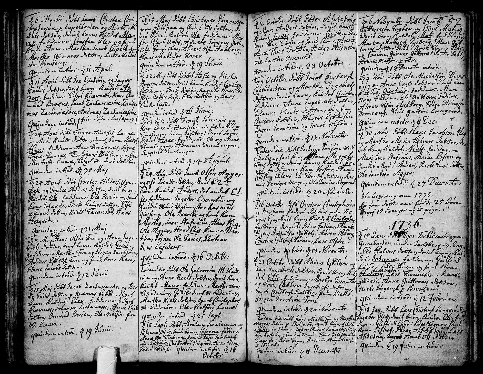 Sem kirkebøker, AV/SAKO-A-5/F/Fa/L0001: Parish register (official) no. I 1, 1702-1763, p. 52