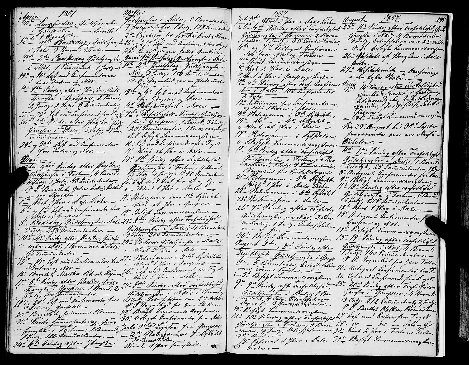 Luster sokneprestembete, AV/SAB-A-81101/H/Haa/Haaa/L0007: Parish register (official) no. A 7, 1849-1859, p. 295