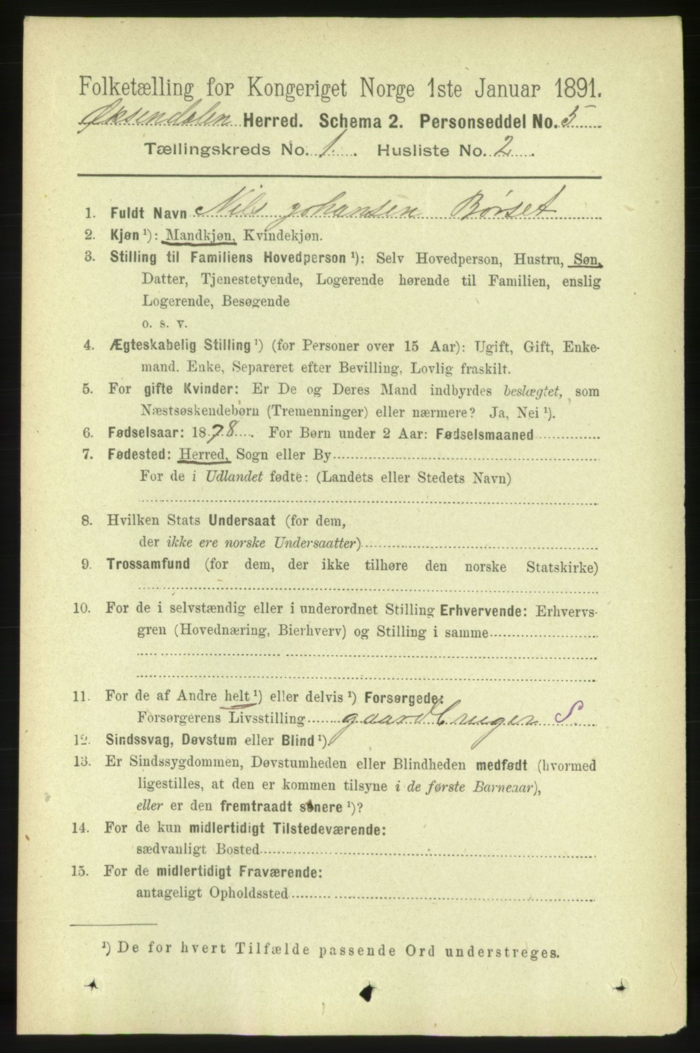 RA, 1891 census for 1561 Øksendal, 1891, p. 54