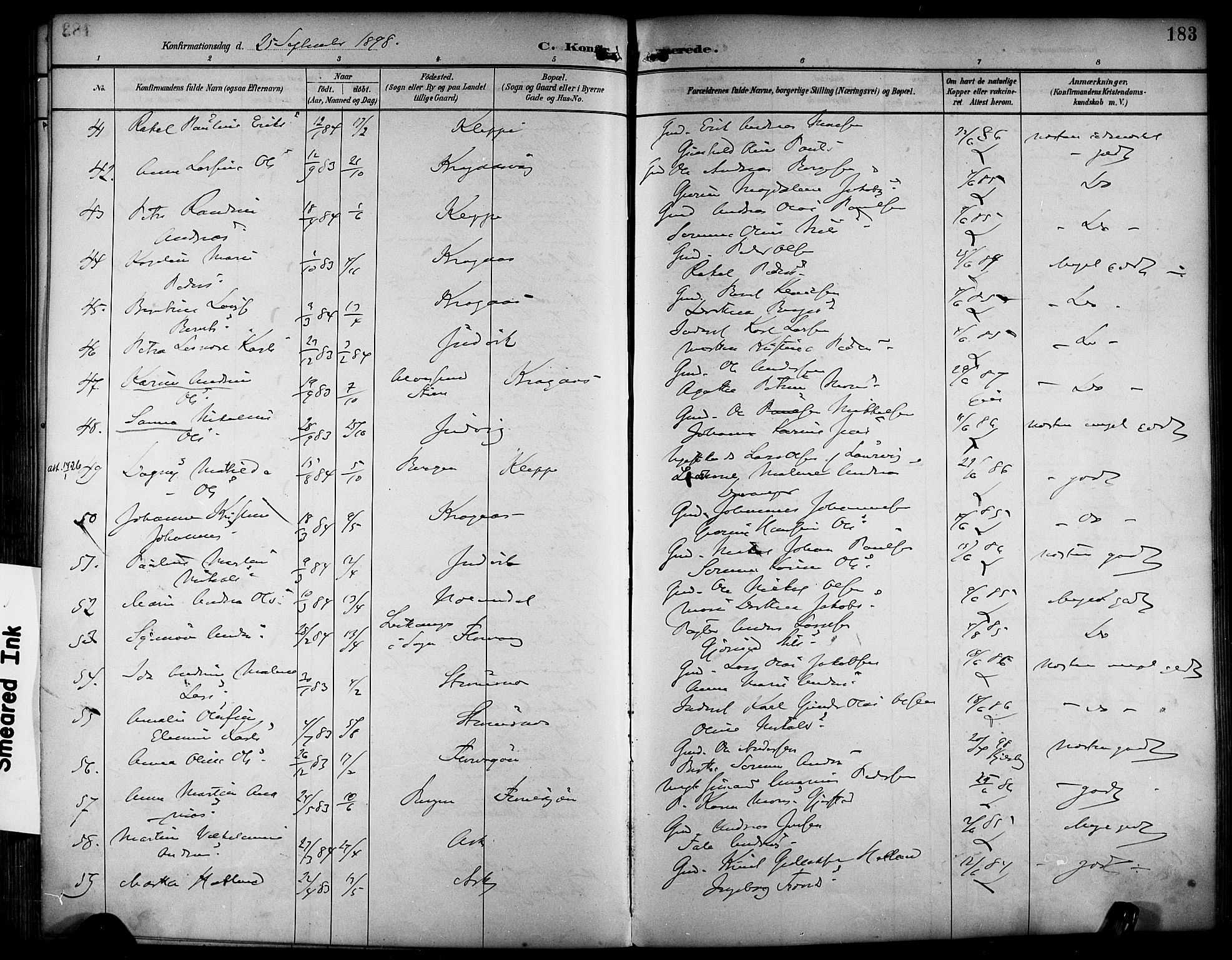 Askøy Sokneprestembete, SAB/A-74101/H/Ha/Haa/Haab/L0002: Parish register (official) no. B 2, 1889-1902, p. 183