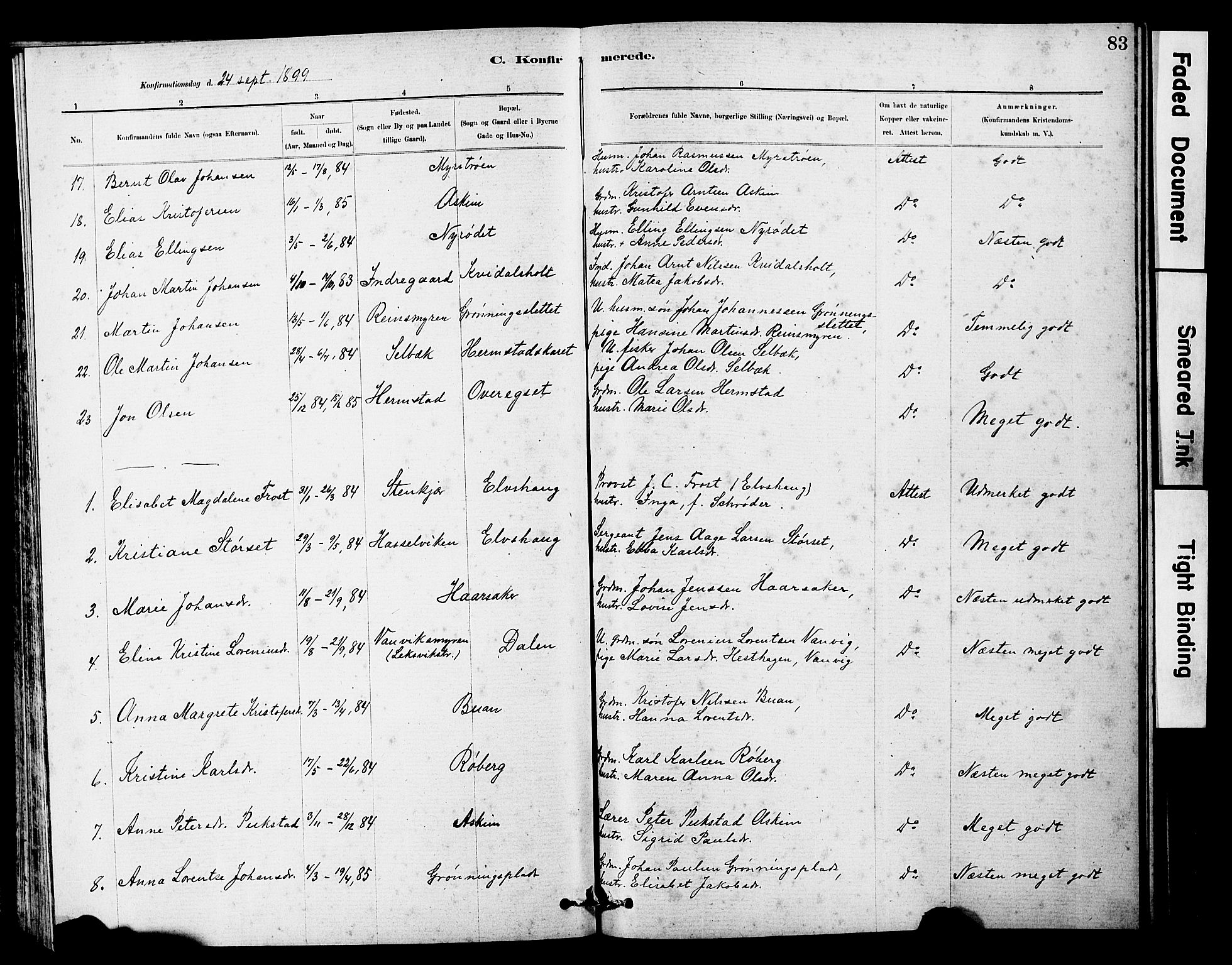 Ministerialprotokoller, klokkerbøker og fødselsregistre - Sør-Trøndelag, SAT/A-1456/646/L0628: Parish register (copy) no. 646C01, 1880-1903, p. 83