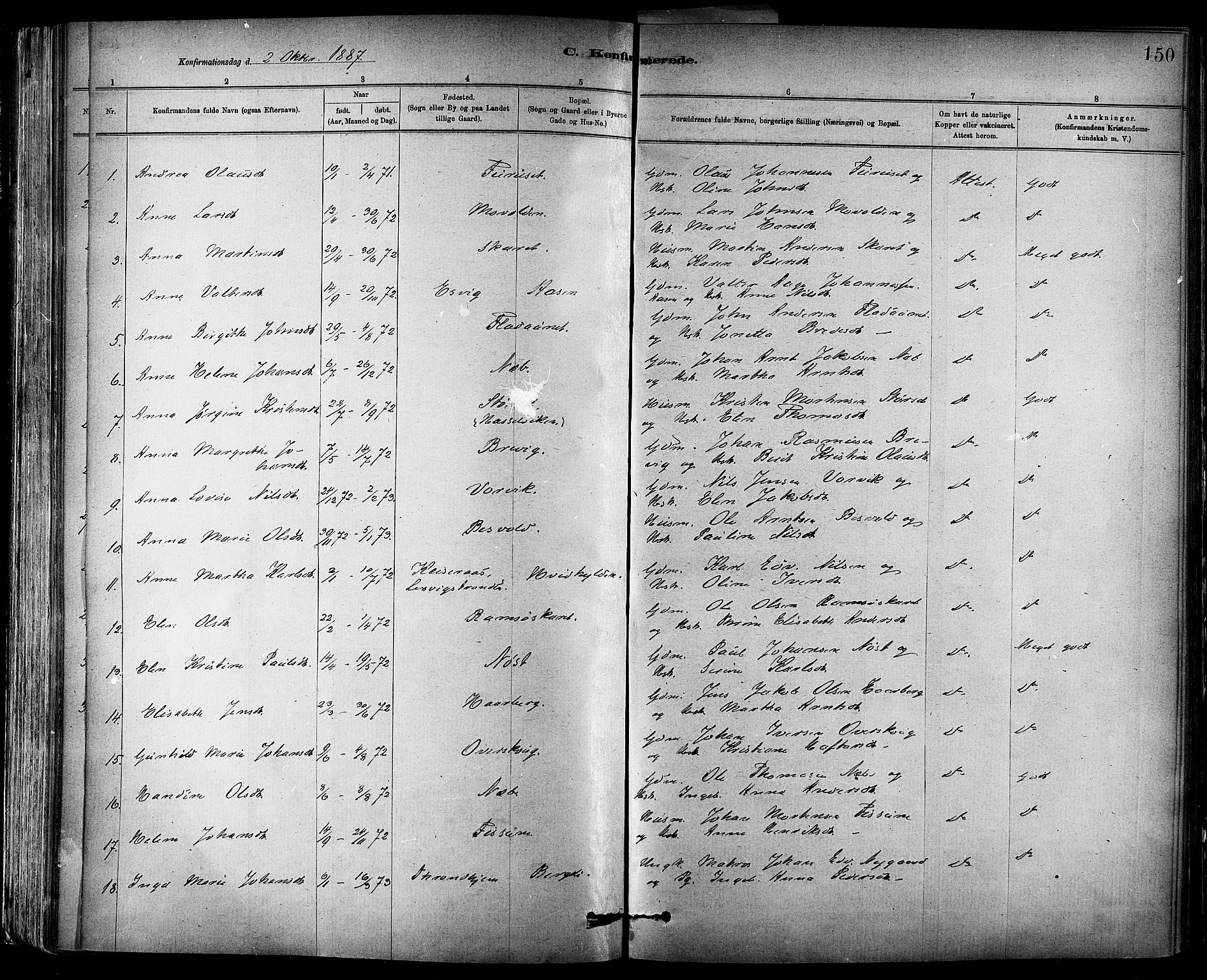 Ministerialprotokoller, klokkerbøker og fødselsregistre - Sør-Trøndelag, AV/SAT-A-1456/647/L0634: Parish register (official) no. 647A01, 1885-1896, p. 150