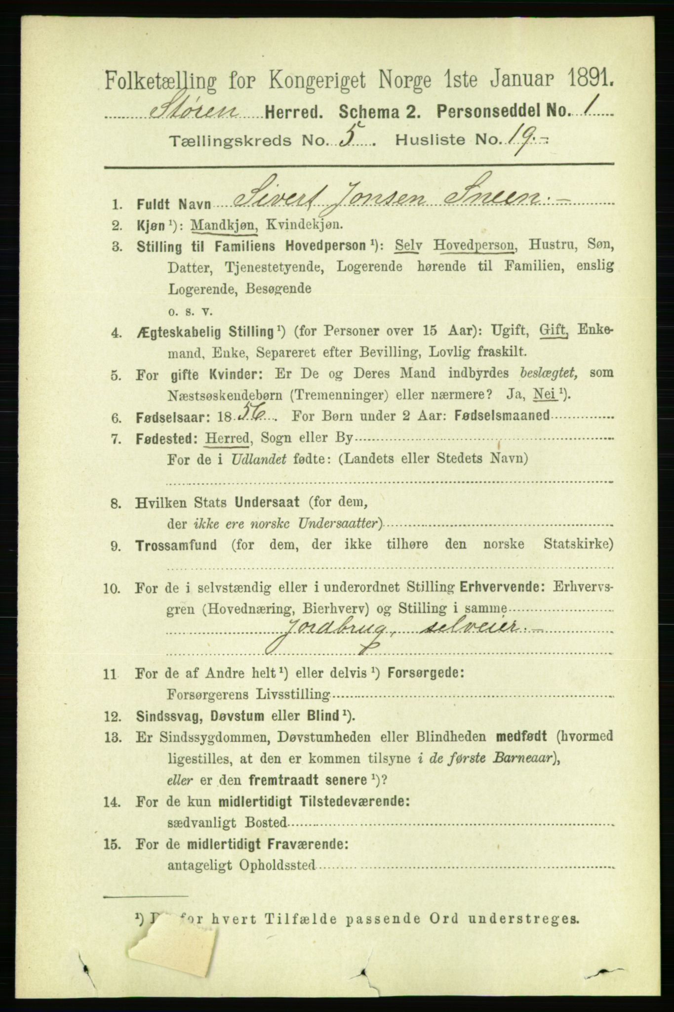 RA, 1891 census for 1648 Støren, 1891, p. 2042