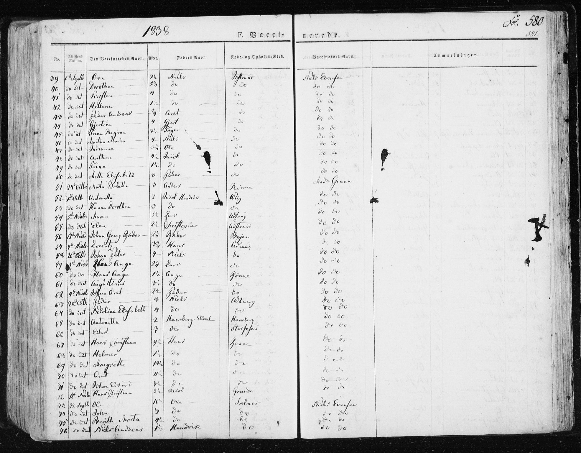 Ministerialprotokoller, klokkerbøker og fødselsregistre - Sør-Trøndelag, SAT/A-1456/659/L0735: Parish register (official) no. 659A05, 1826-1841, p. 580