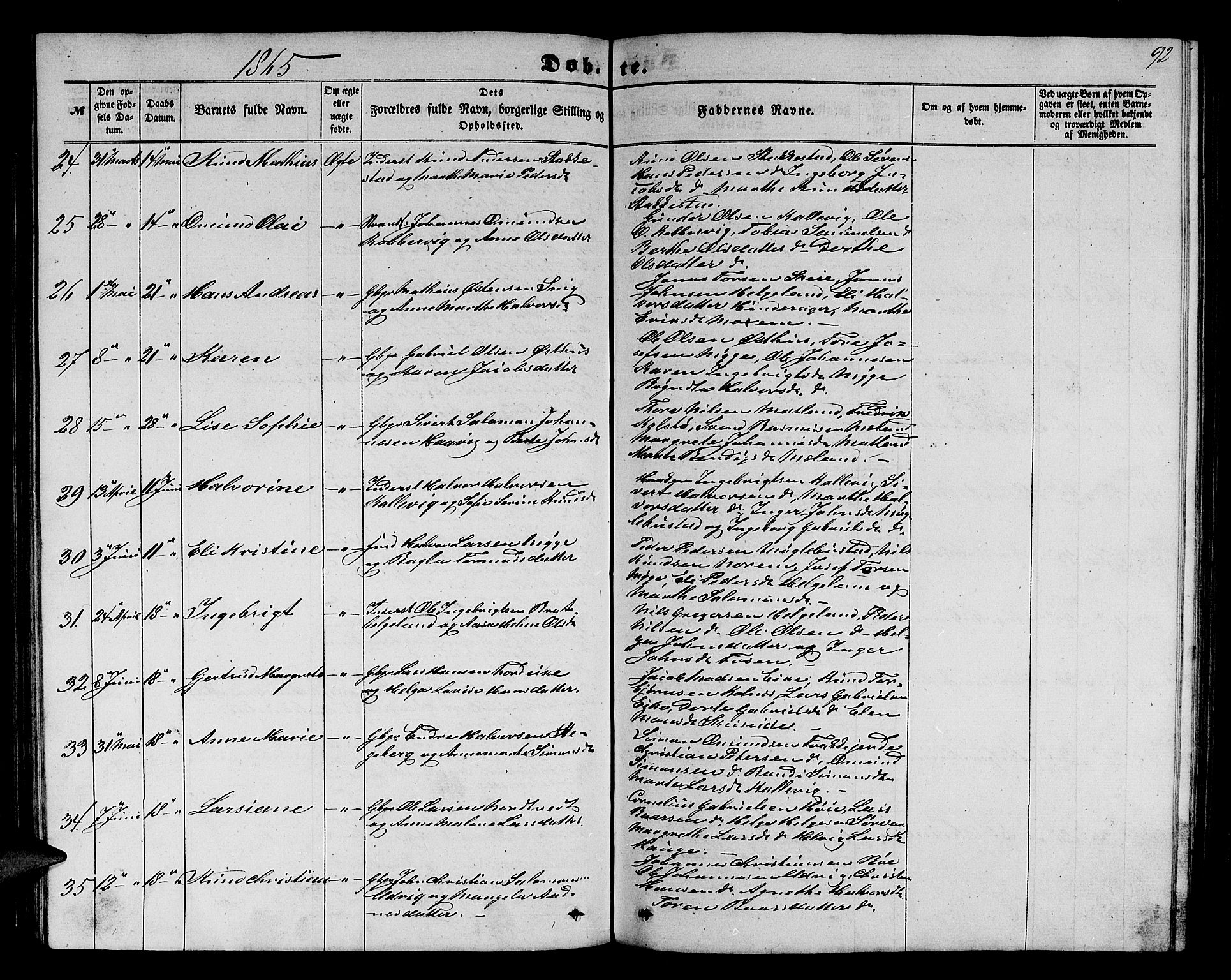 Avaldsnes sokneprestkontor, SAST/A -101851/H/Ha/Hab/L0003: Parish register (copy) no. B 3, 1857-1871, p. 92