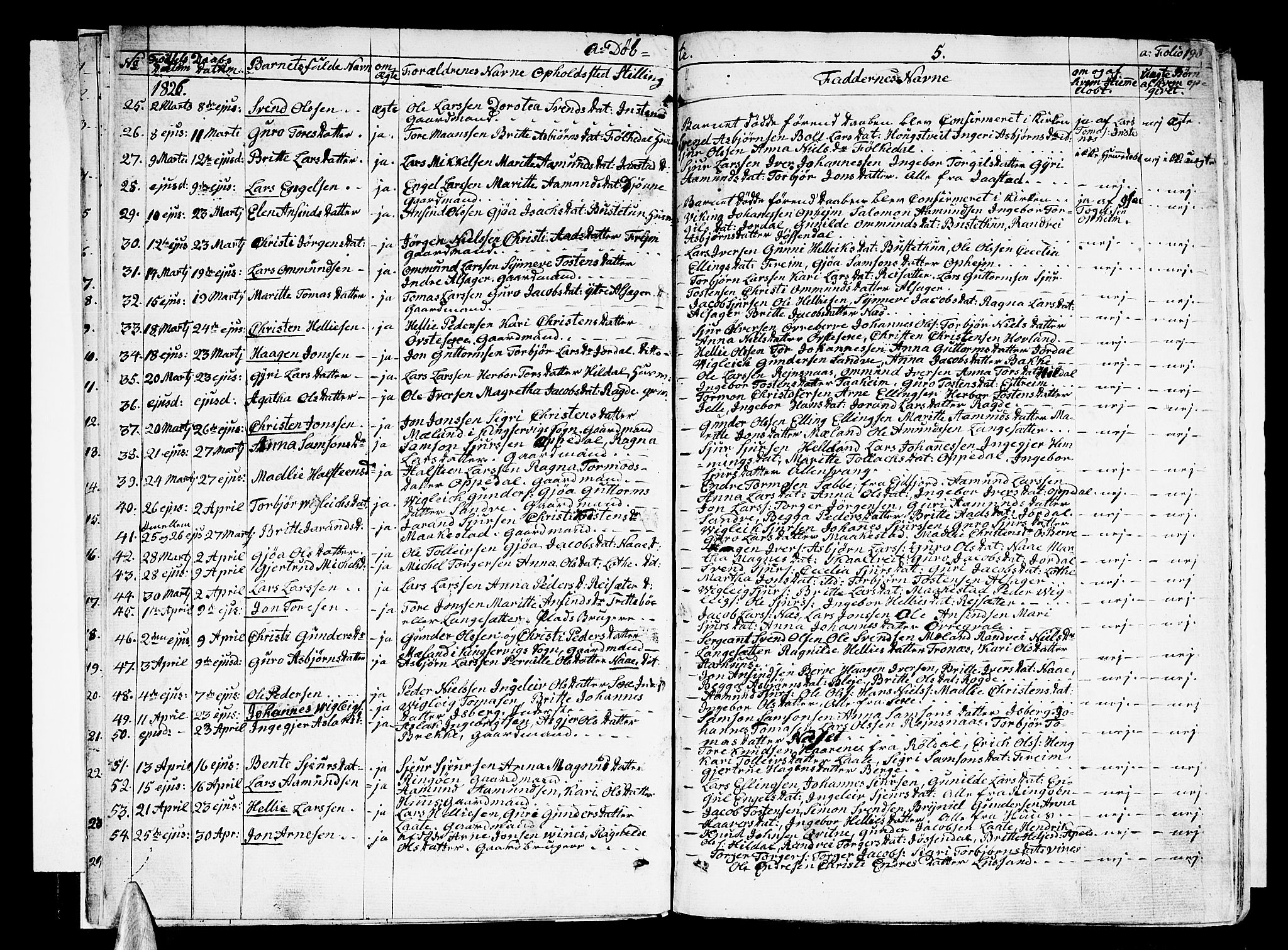Ullensvang sokneprestembete, SAB/A-78701/H/Haa: Parish register (official) no. A 10, 1825-1853, p. 5