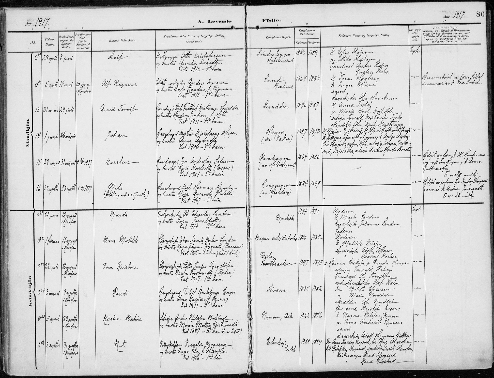 Norderhov kirkebøker, AV/SAKO-A-237/F/Fa/L0017: Parish register (official) no. 17, 1903-1919, p. 80