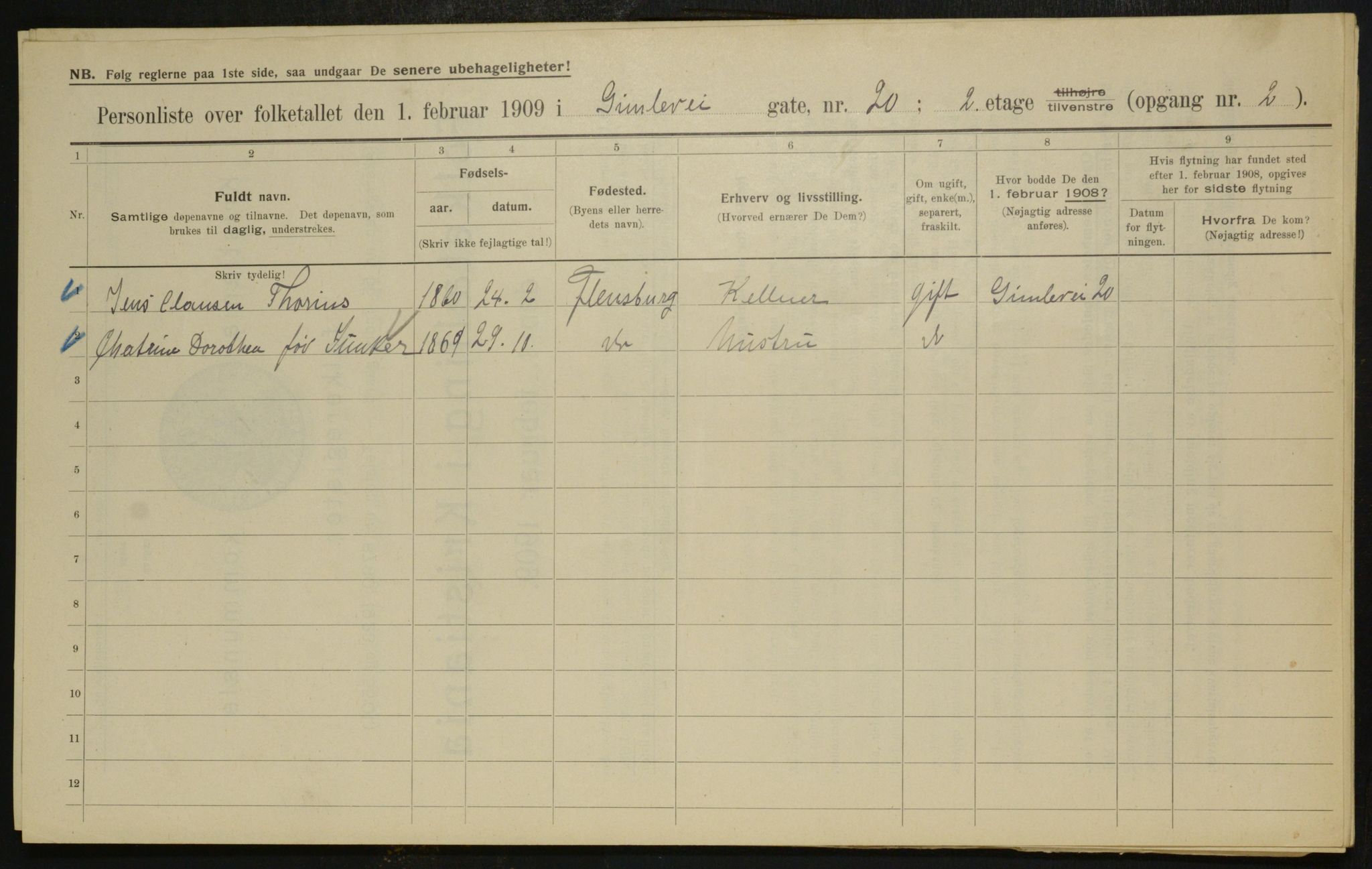 OBA, Municipal Census 1909 for Kristiania, 1909, p. 26491