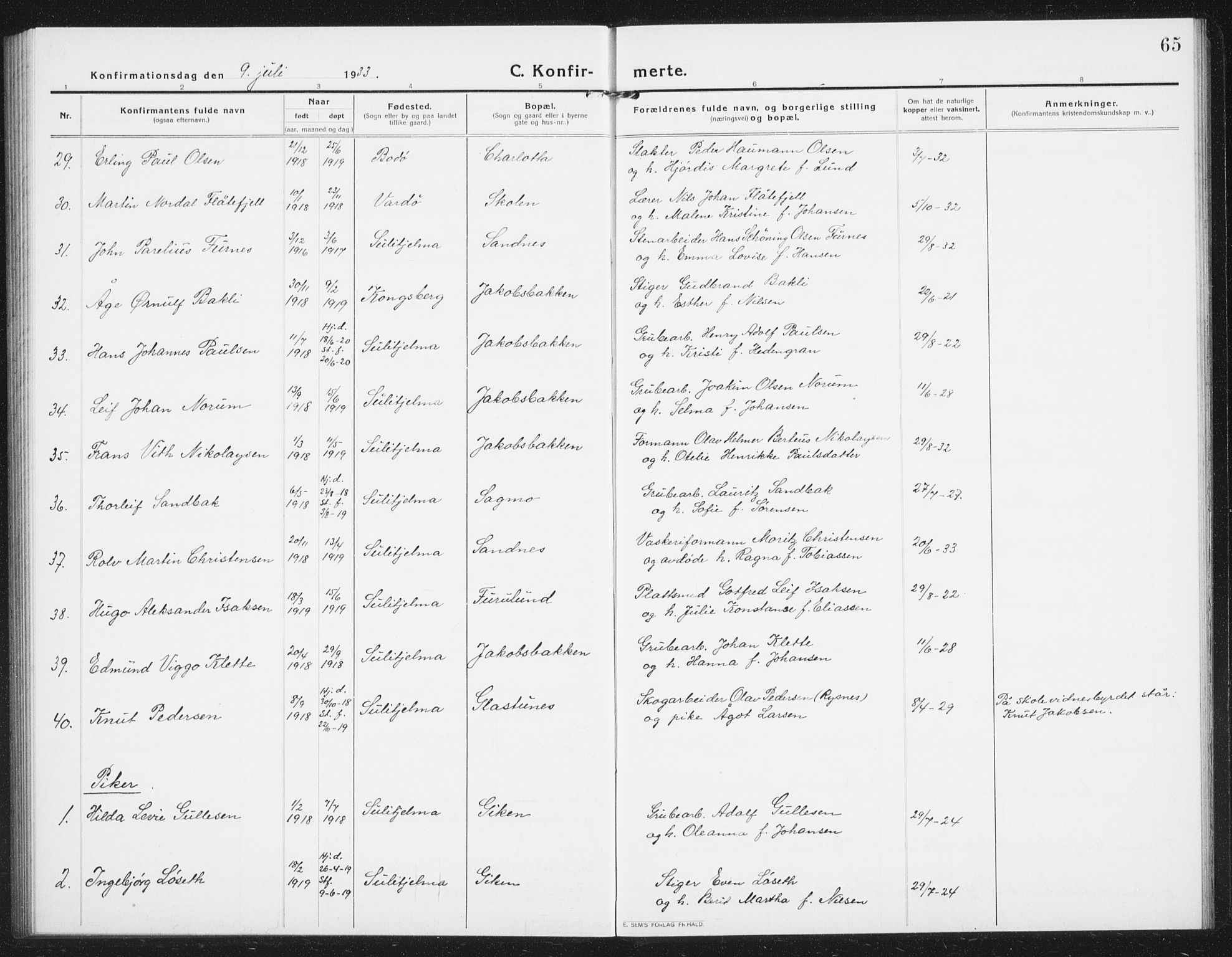 Ministerialprotokoller, klokkerbøker og fødselsregistre - Nordland, SAT/A-1459/850/L0717: Parish register (copy) no. 850C01, 1915-1941, p. 65