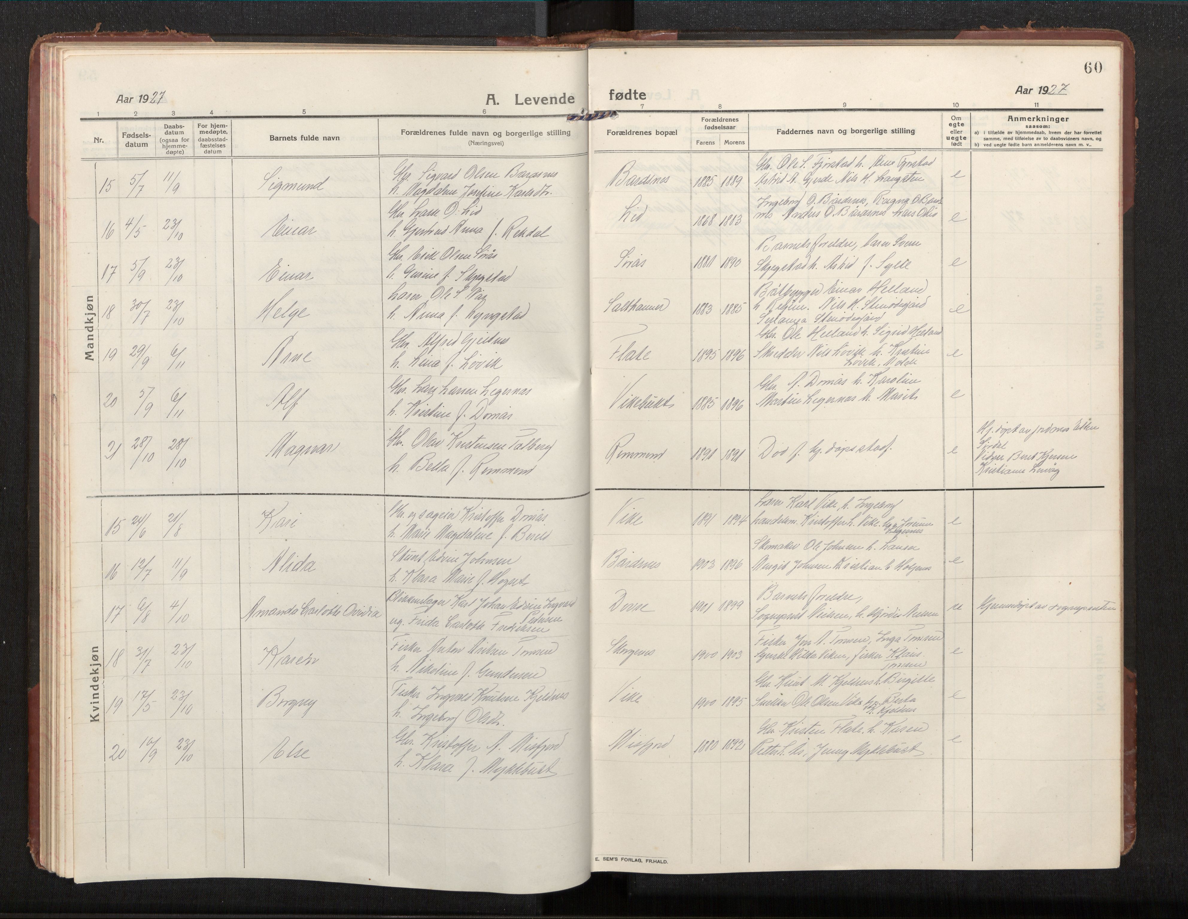 Ministerialprotokoller, klokkerbøker og fødselsregistre - Møre og Romsdal, AV/SAT-A-1454/539/L0536a: Parish register (copy) no. 539C03, 1912-1936, p. 60