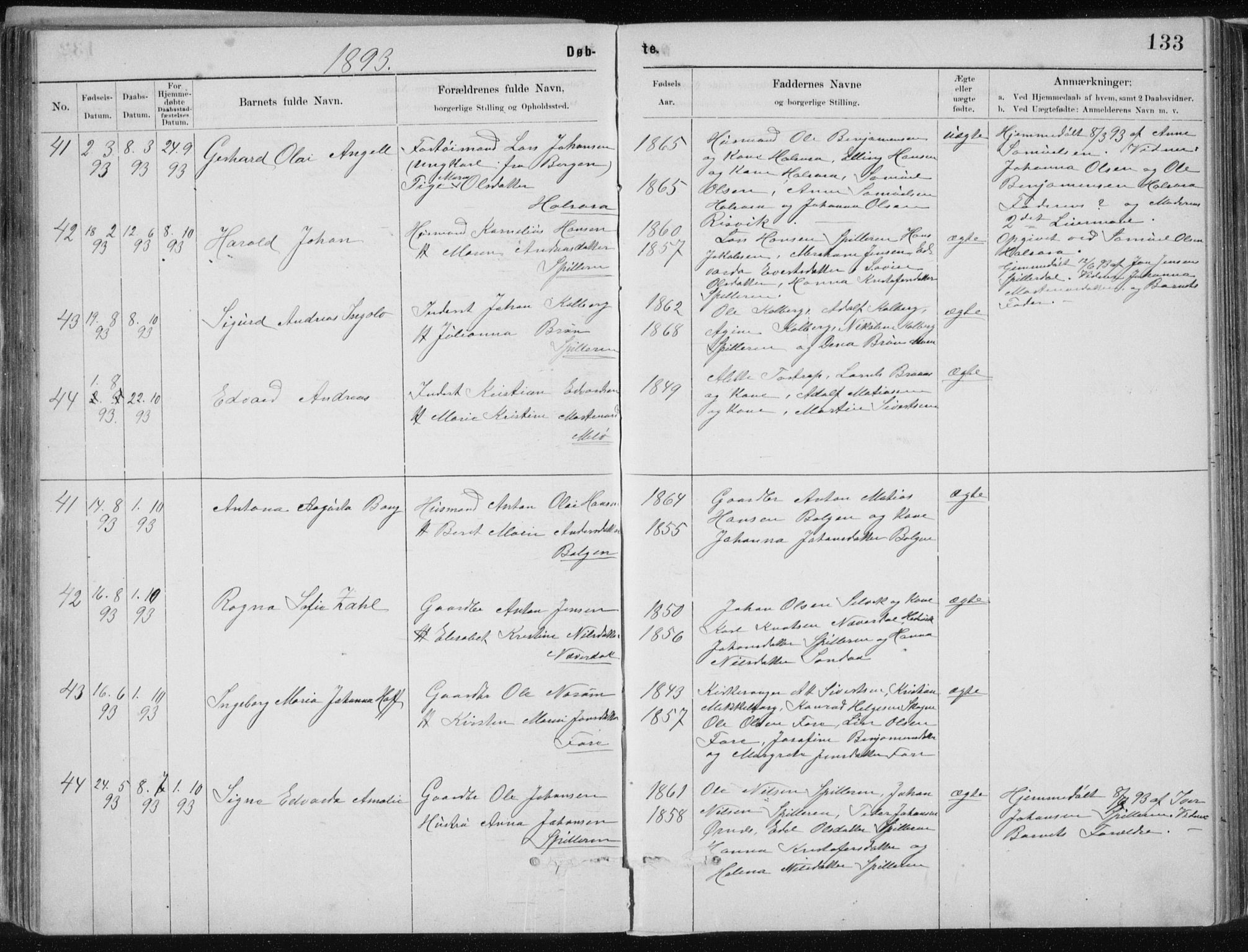 Ministerialprotokoller, klokkerbøker og fødselsregistre - Nordland, AV/SAT-A-1459/843/L0636: Parish register (copy) no. 843C05, 1884-1909, p. 133