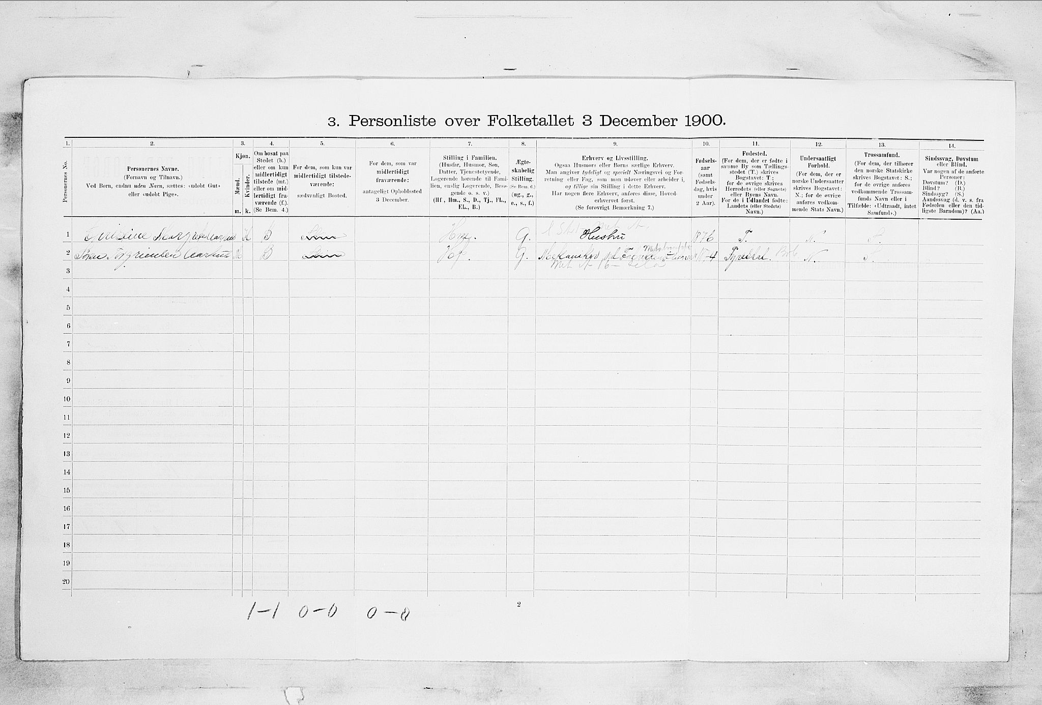 SAKO, 1900 census for Skien, 1900, p. 3737