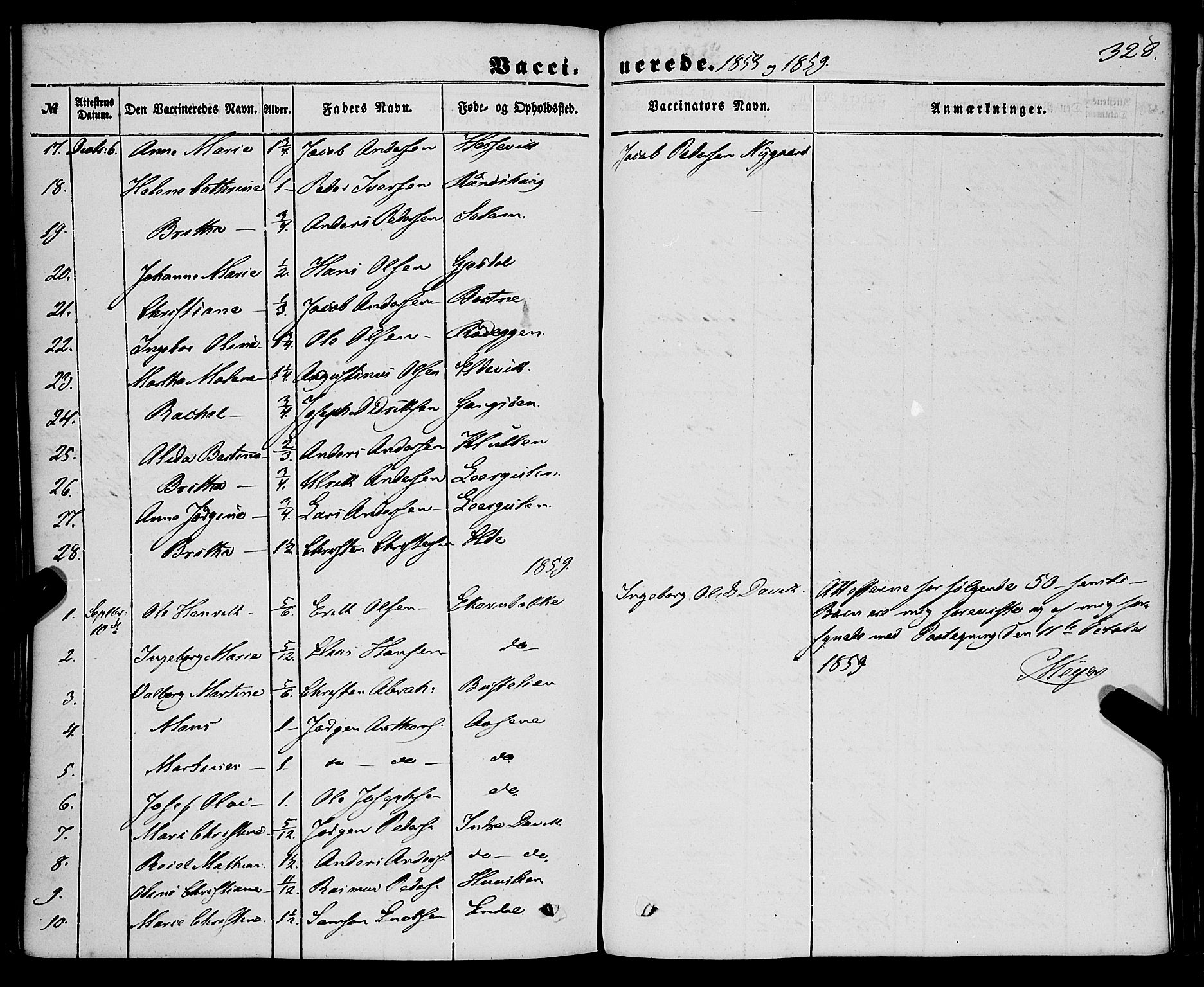 Davik sokneprestembete, AV/SAB-A-79701/H/Haa/Haaa/L0005: Parish register (official) no. A 5, 1850-1866, p. 328