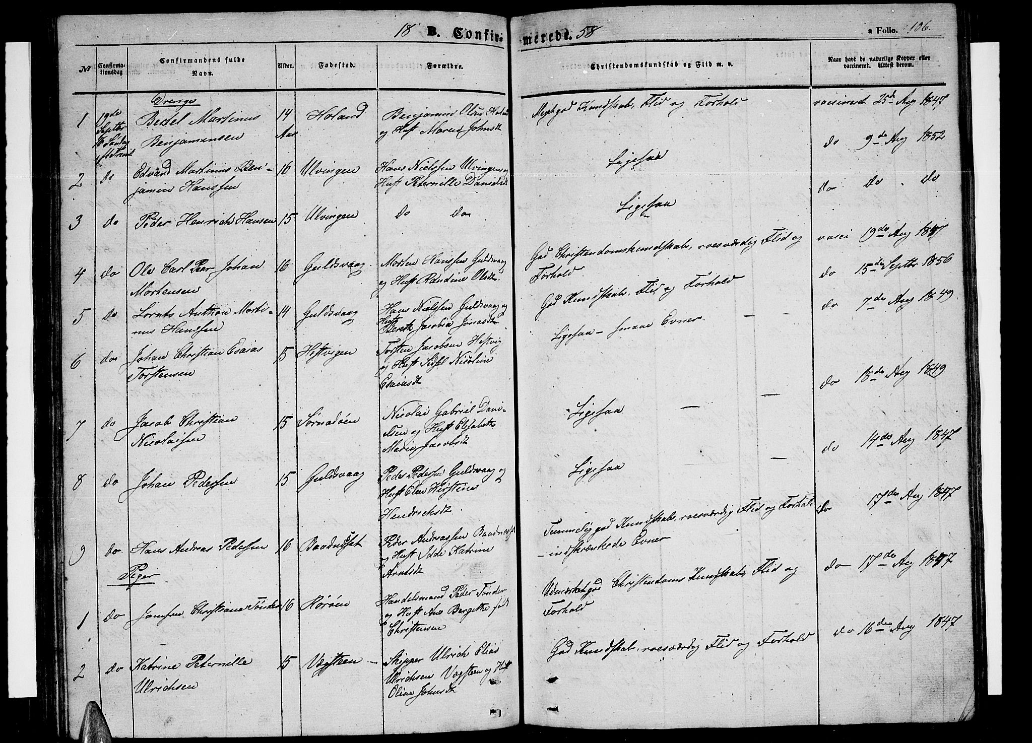 Ministerialprotokoller, klokkerbøker og fødselsregistre - Nordland, AV/SAT-A-1459/816/L0251: Parish register (copy) no. 816C01, 1852-1870, p. 106