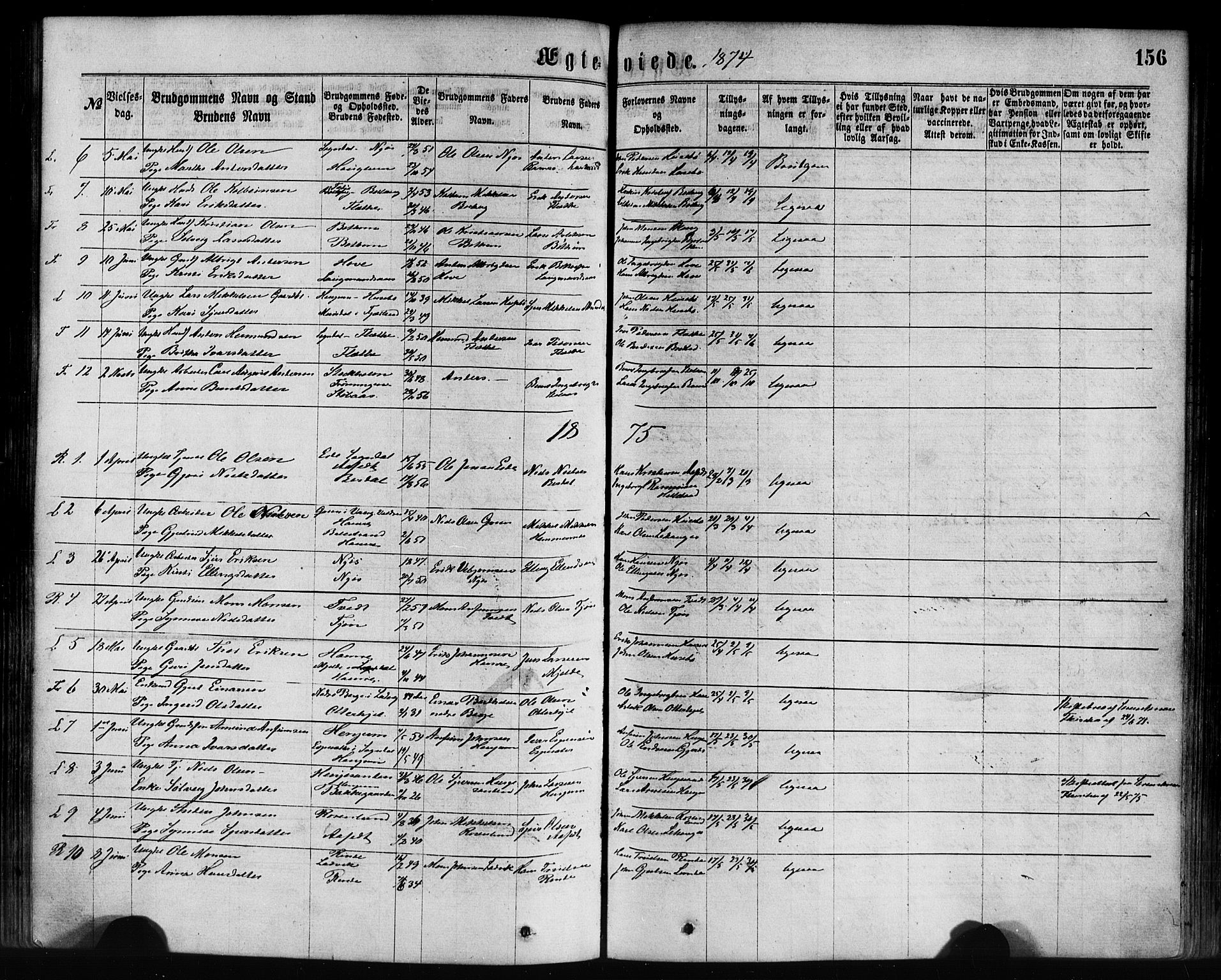 Leikanger sokneprestembete, SAB/A-81001: Parish register (official) no. A 9, 1869-1888, p. 156
