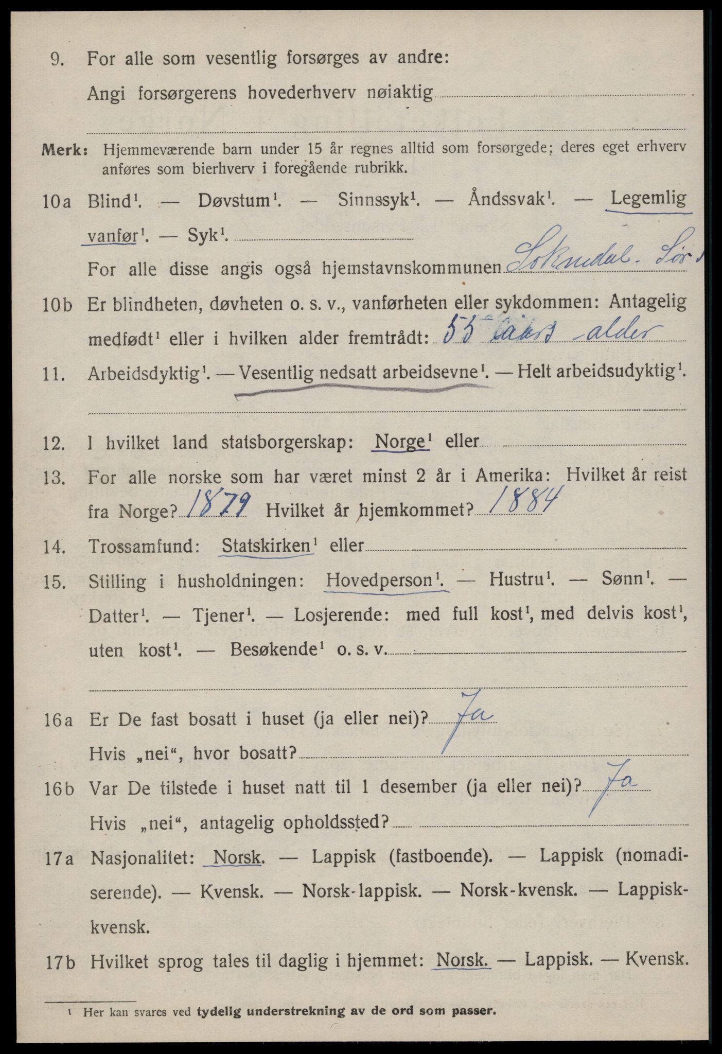 SAT, 1920 census for Soknedal, 1920, p. 4595