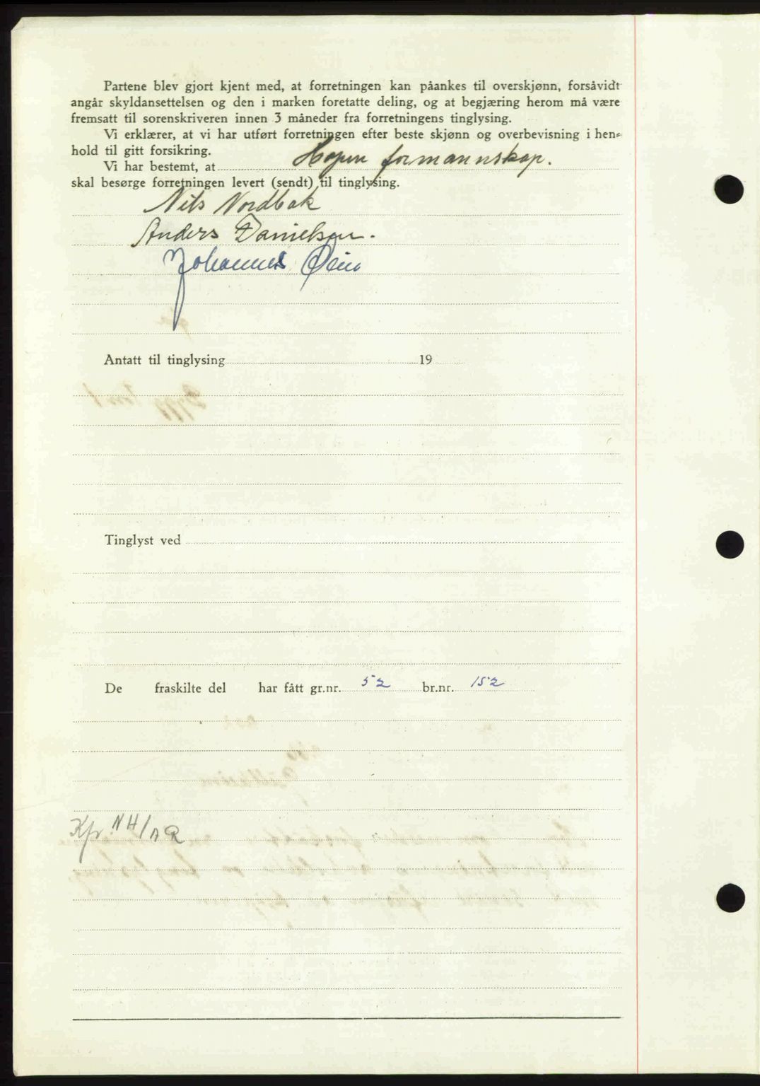 Nordmøre sorenskriveri, AV/SAT-A-4132/1/2/2Ca: Mortgage book no. A104, 1947-1947, Diary no: : 1031/1947