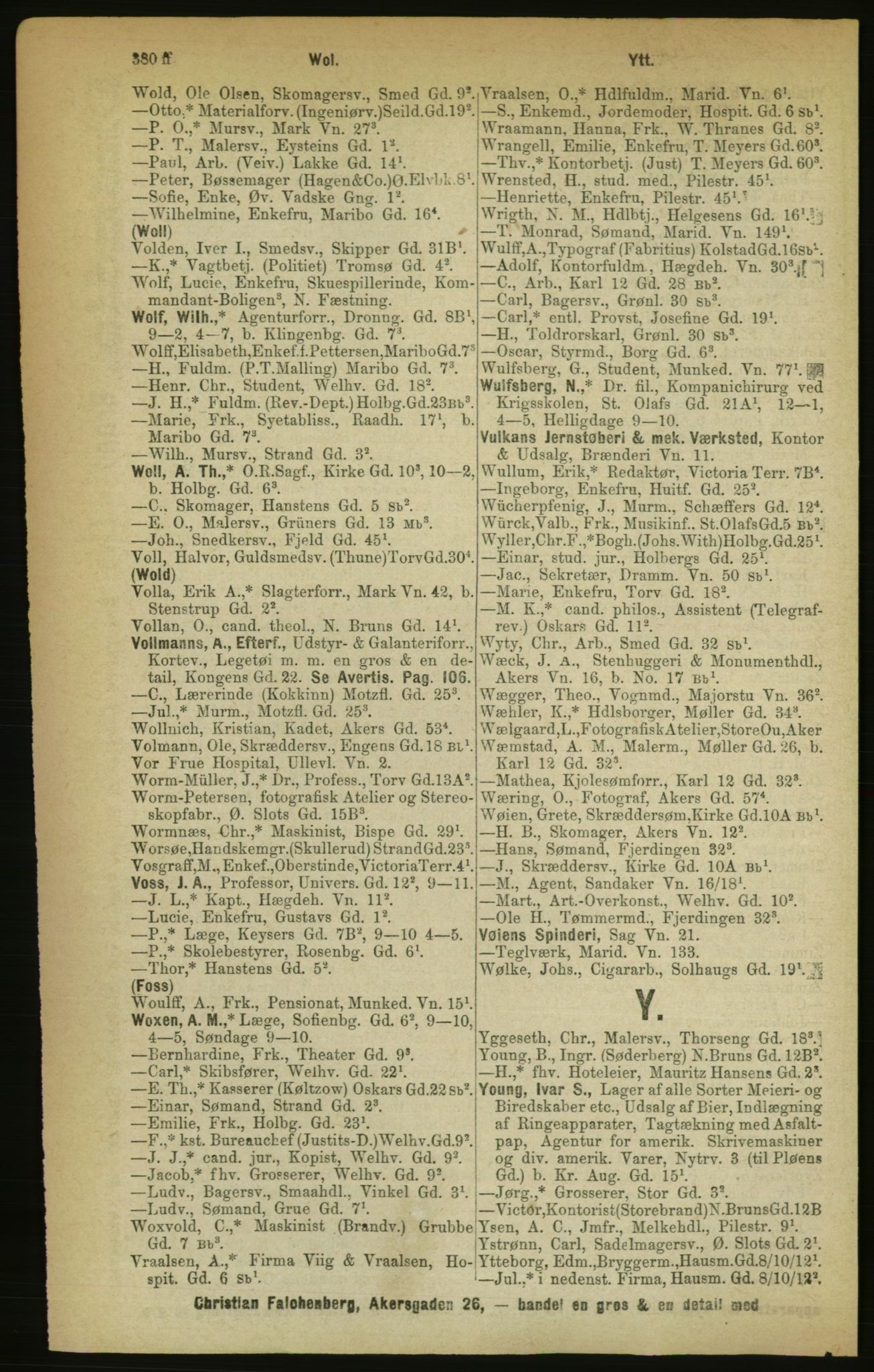 Kristiania/Oslo adressebok, PUBL/-, 1888, p. 380ff
