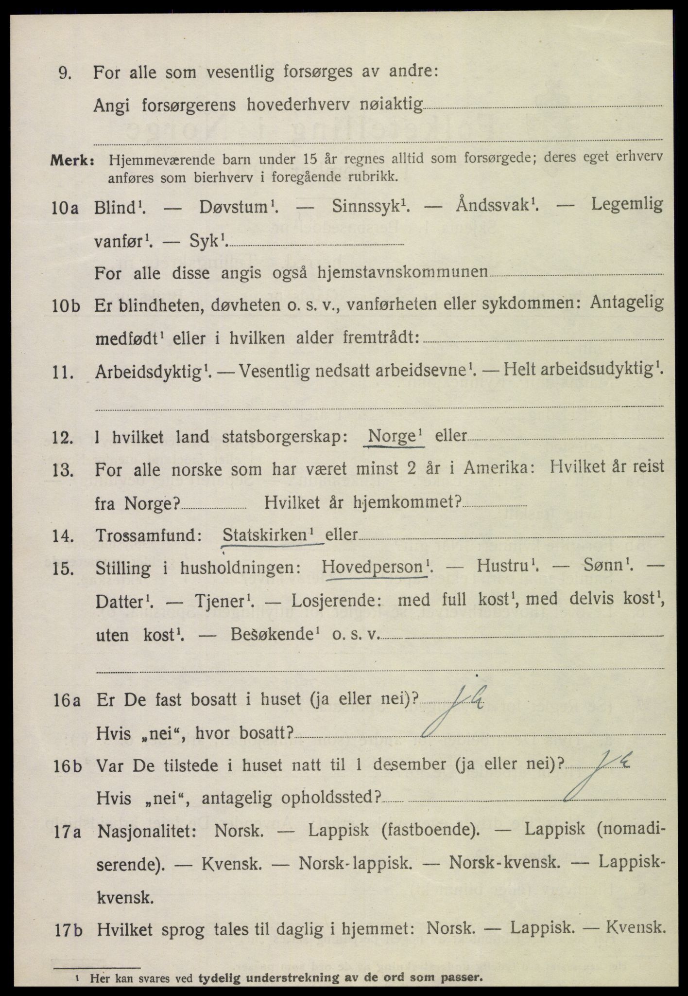 SAT, 1920 census for Vemundvik, 1920, p. 2240