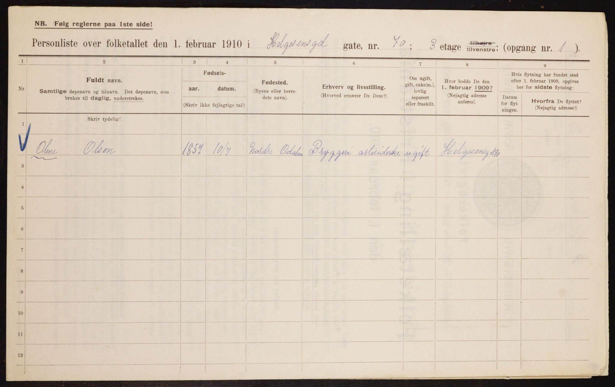 OBA, Municipal Census 1910 for Kristiania, 1910, p. 37786